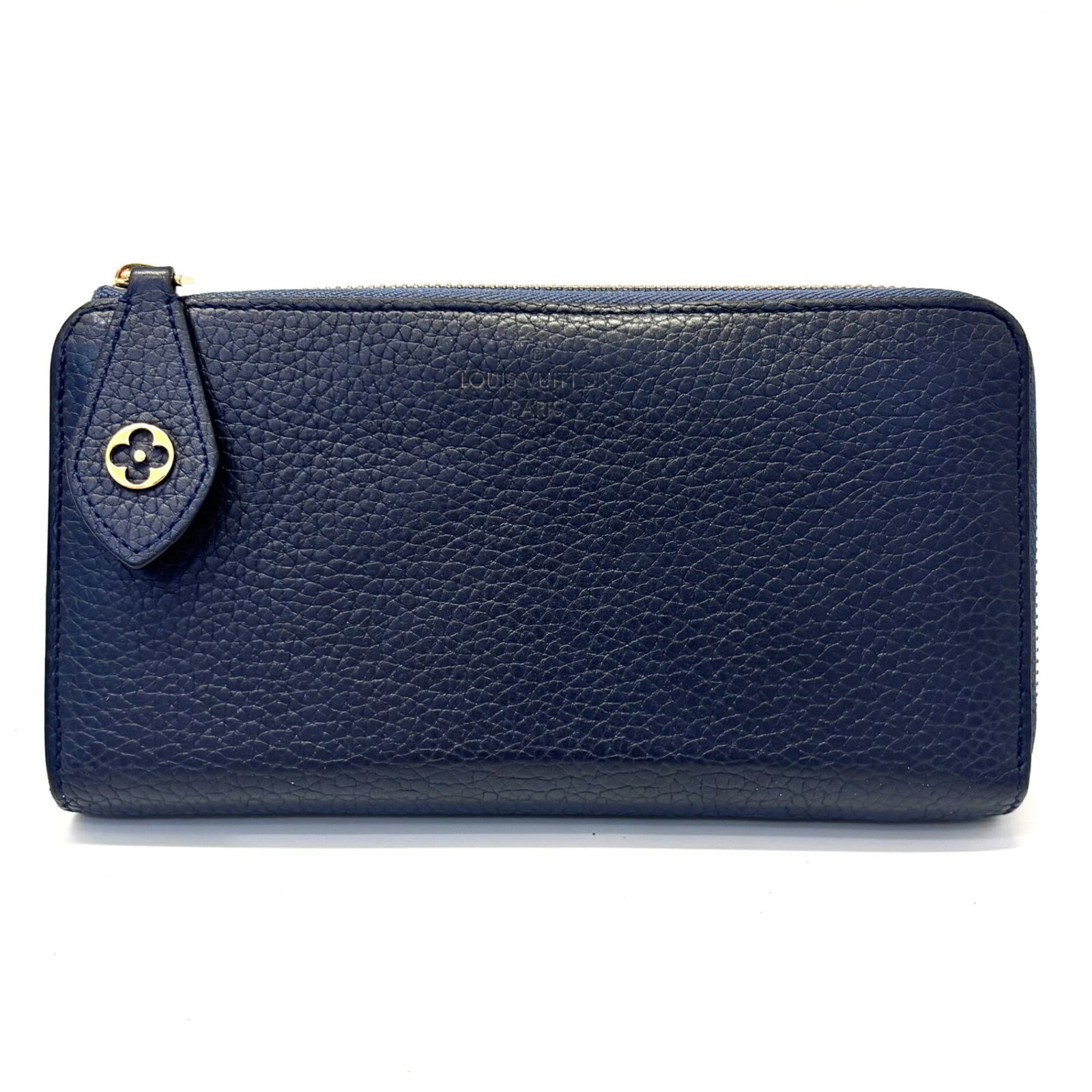 Leather Wallet Bi Fold Louis Vuitton: Leather Wallet Bi Fold Louis Vuitton Navy blue bi-fold leather wallet from Louis Vuitton, featuring Taurillon leather and a zipper closure. Measuring 10.5cm x 19.5cm x 2.5cm, this long wallet is a sty