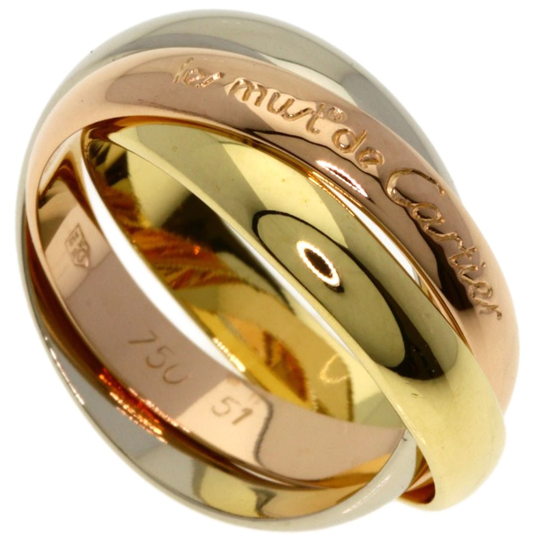 Cartier Trinity #51 Ring K18 Yellow Gold K18 White Gold: Cartier Trinity #51 Ring K18 Yellow Gold K18 White Gold Cartier Trinity #51 Ring in K18 Yellow Gold and K18 White Gold, a striking combination of two precious metals, adds a touch of sophistication to