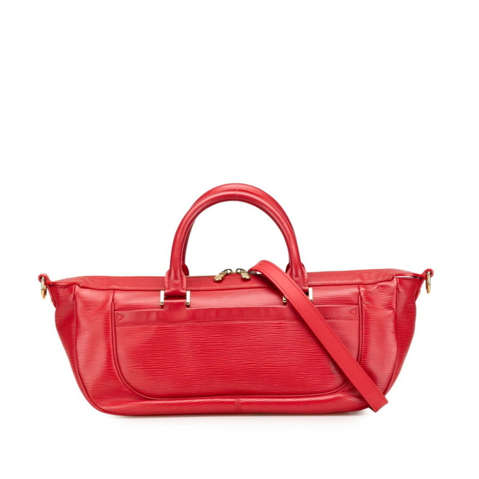 Shoulder Bag Handbag Leather Louis Vuitton: Shoulder Bag Handbag Leather Louis Vuitton Red leather shoulder bag from Louis Vuitton, featuring a classic design with a 21cm x 35cm x 12.5cm size and a sturdy shoulder strap. The bag's signature red