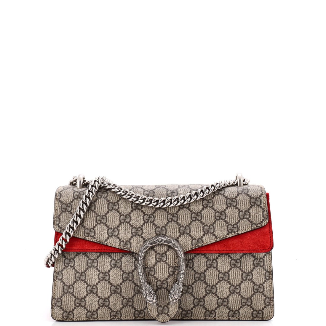Small coated canvas bag GG Gucci Dionysus: Small coated canvas bag GG Gucci Dionysus Small GG Gucci Dionysus bag with a coated canvas exterior in a bold red hue, featuring a signature GG logo and sleek, shoulder-sling design. The bag's interio