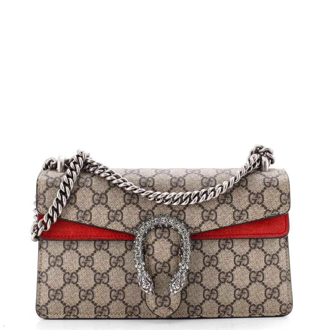 Gucci GG Coated Canvas Small Bag Dionysus Embellished with Crystal Metal: Gucci GG Coated Canvas Small Bag Dionysus Embellished with Crystal Metal Small Gucci Dionysus Bag with GG Coated Canvas and Crystal Embellishments. This multicolor, small shoulder bag features a canva