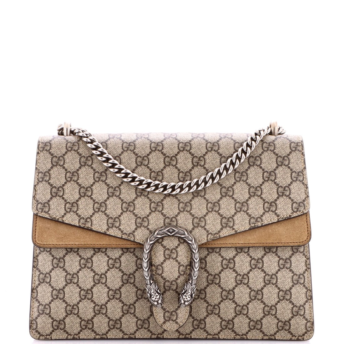 GG Coated Canvas Bag Medium Gucci Dionysus: GG Coated Canvas Bag Medium Gucci Dionysus Medium Gucci Dionysus Bag in Brown GG Coated Canvas, featuring a classic shoulder design with an 8" handle and 15" strap drop, and adorned with aged silver h