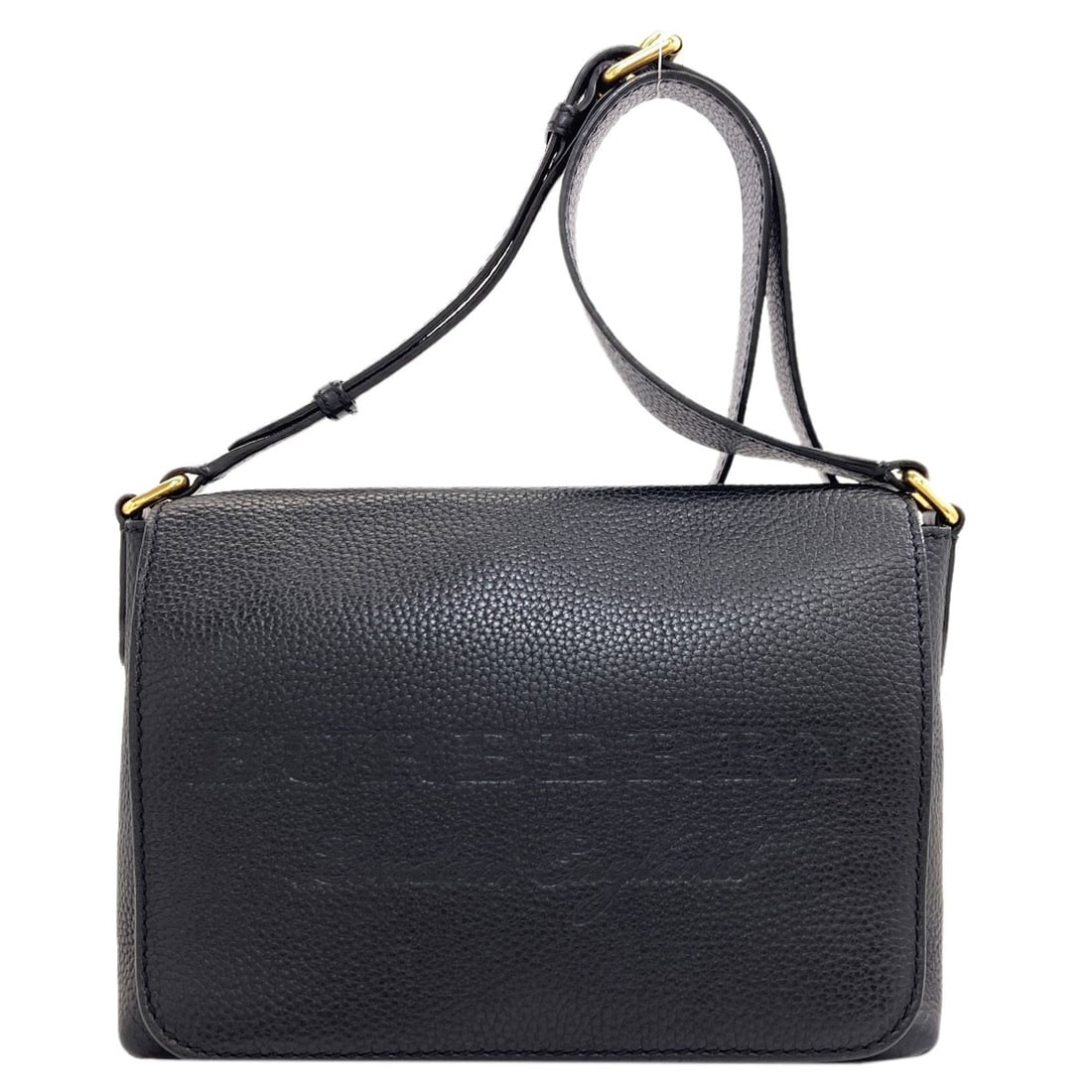 Bag Leather Embossed Logo Burberry Shoulder: Bag Leather Embossed Logo Burberry Shoulder Black leather shoulder bag with embossed logo, crafted from high-quality leather. The bag's sleek design and classic style make it a timeless accessory. Ite