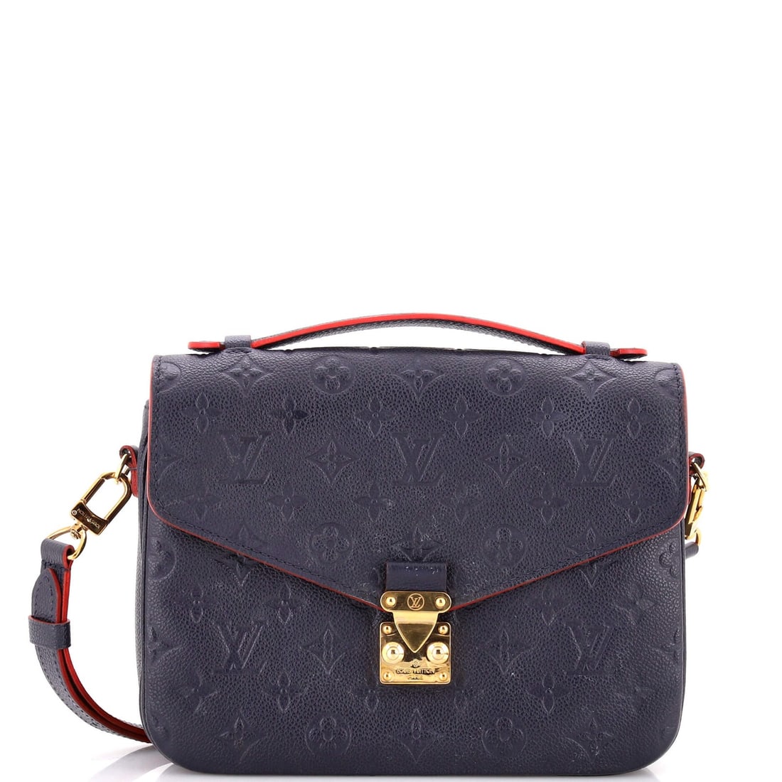 Louis Vuitton Pochette Empreinte Monogram Leather East West: Louis Vuitton Pochette Empreinte Monogram Leather East West The Louis Vuitton Pochette Empreinte Monogram Leather East West is a stylish cross body bag featuring a striking blue monogram pattern. With