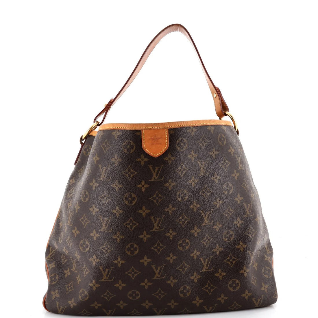 Vuitton Louis Monogram Handbag Canvas MM Delightful: Vuitton Louis Monogram Handbag Canvas MM Delightful Canvas MM Delightful handbag from Louis Vuitton, featuring a classic brown canvas exterior with gold hardware and a timeless monogram pattern. The