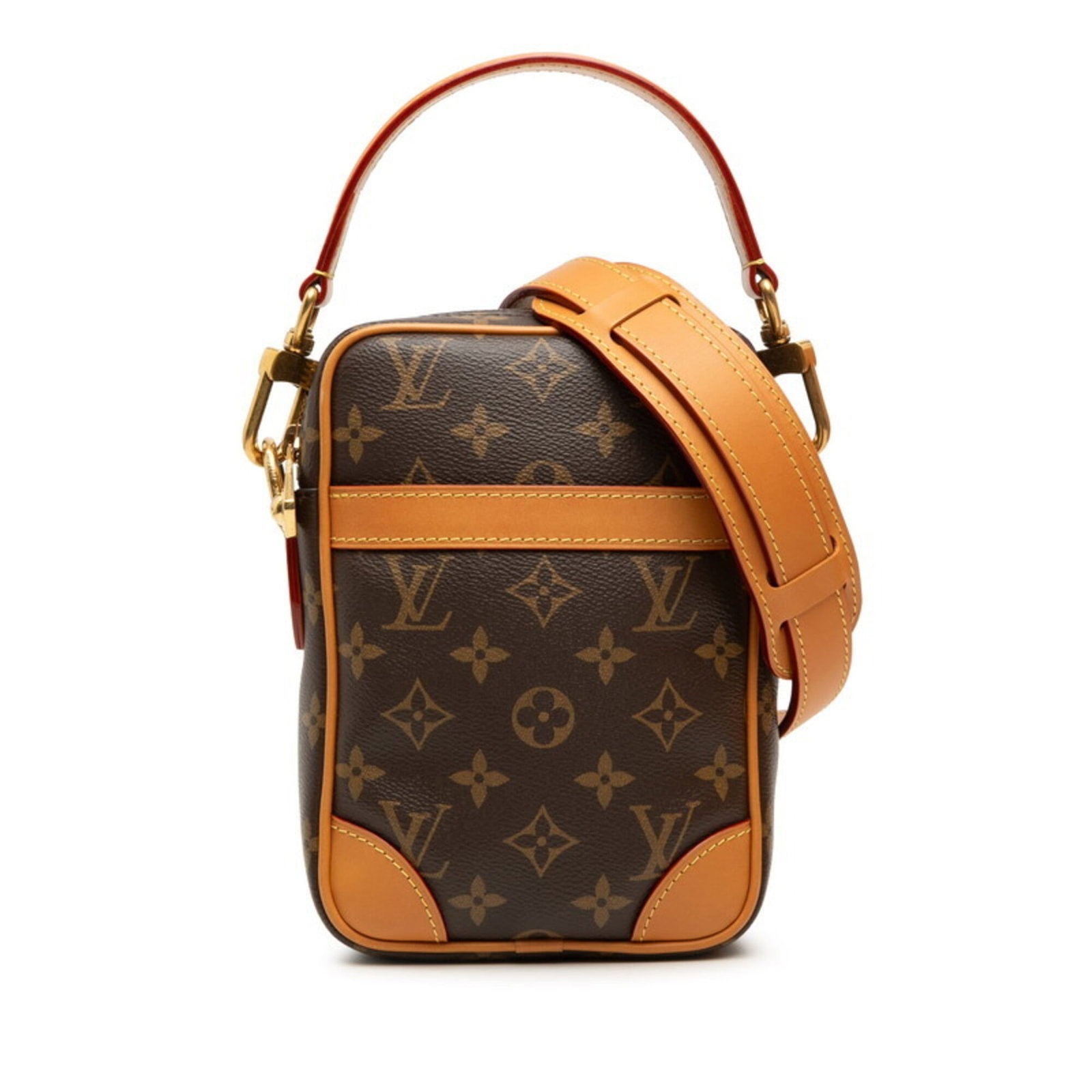 Handbag Leather Pvc Louis Vuitton Shoulder: Handbag Leather Pvc Louis Vuitton Shoulder The Brown Louis Vuitton Monogram MPN M14013 Shoulder Bag features a unique combination of PVC and leather materials, creating a distinctive look. Measuring