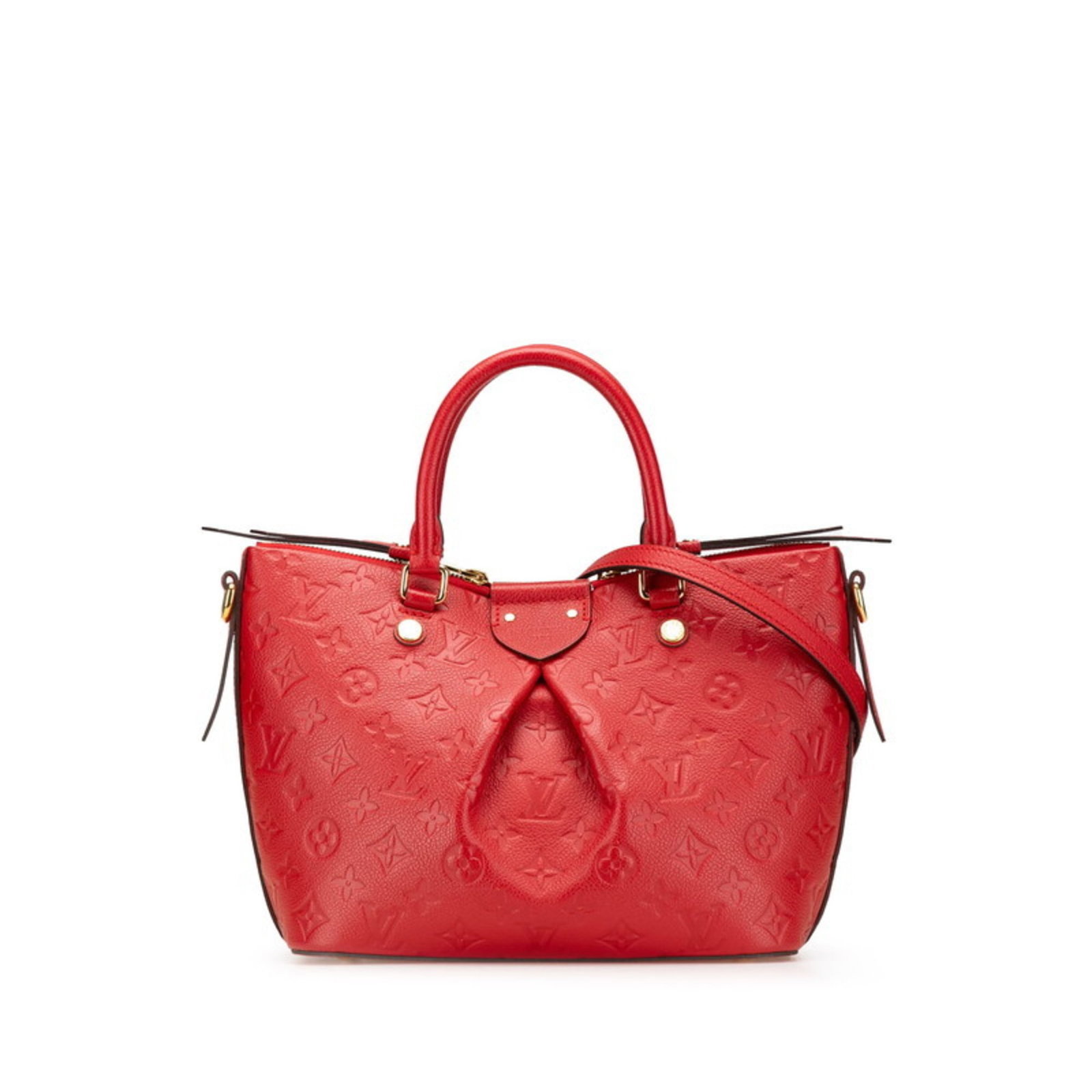 Shoulder Bag Handbag Leather Louis Vuitton: Shoulder Bag Handbag Leather Louis Vuitton Cerise, Red leather Louis Vuitton shoulder bag with a classic design, featuring calf leather and a shoulder strap. This stylish handbag measures 21cm x 32cm