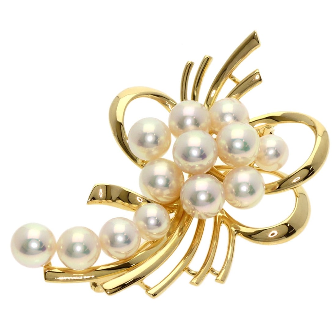 K18 Yellow Gold Pearl Brooch Mikimoto: K18 Yellow Gold Pearl Brooch Mikimoto K18 Yellow Gold Pearl Brooch Mikimoto is a stunning piece featuring a high-quality pearl set in K18 yellow gold. The intricate details and premium materials make 