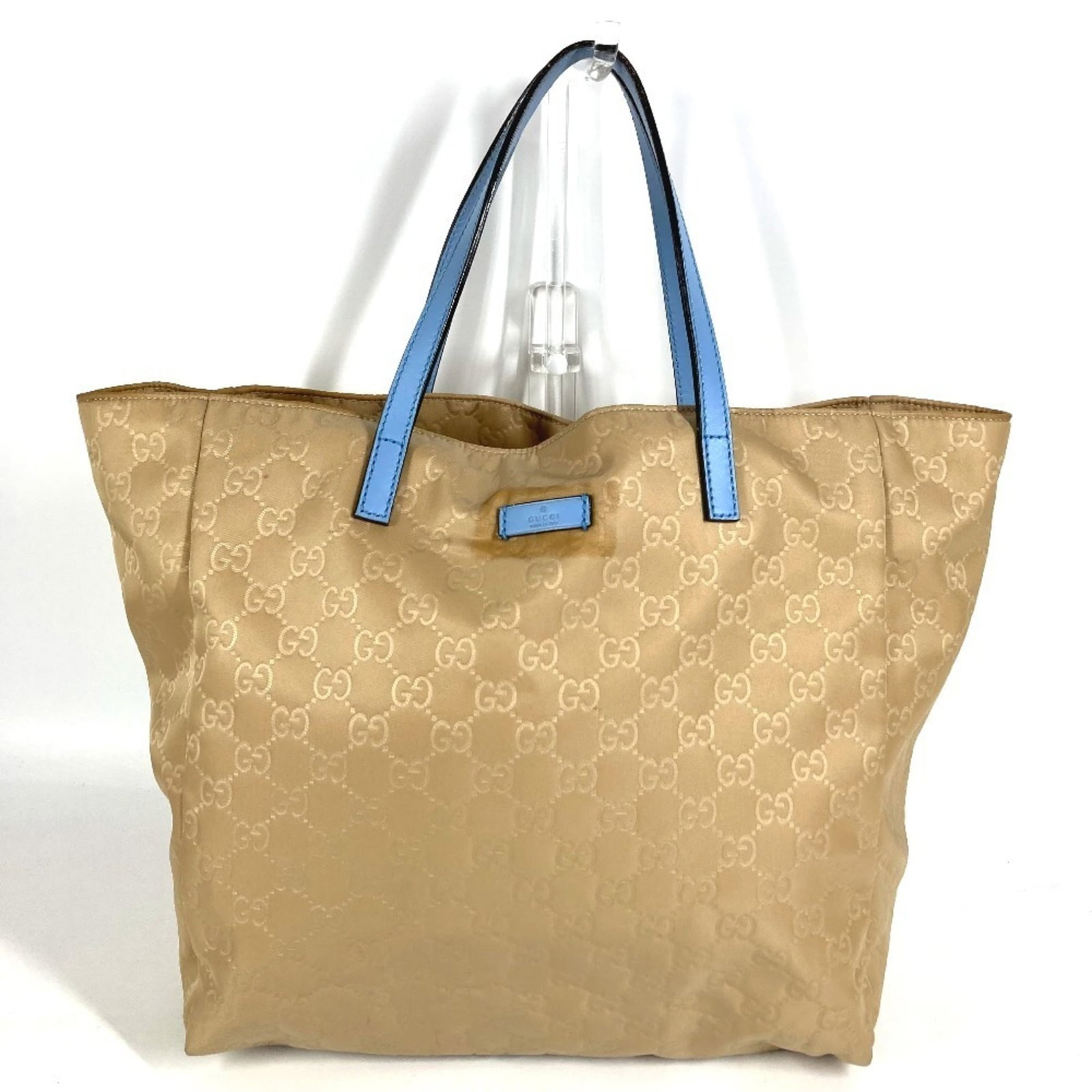 Shoulder Bag Handbag Nylon Leather Tote Bag: Shoulder Bag Handbag Nylon Leather Tote Bag Item Specifics: Brand: Gucci Country of Origin: Italy MPN: 282439 Type: Handbag, Shoulder bag, Tote bag Material: Leather , Nylon Color: Beige, Blue