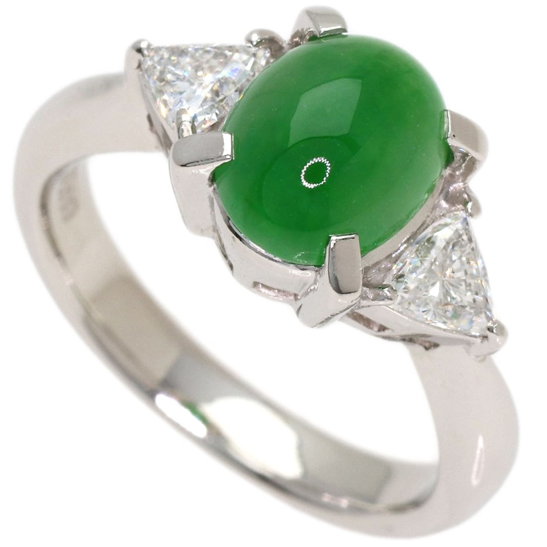 Jade Stone Diamond Ring Platinum Pt900 6.33G (1 of 10)