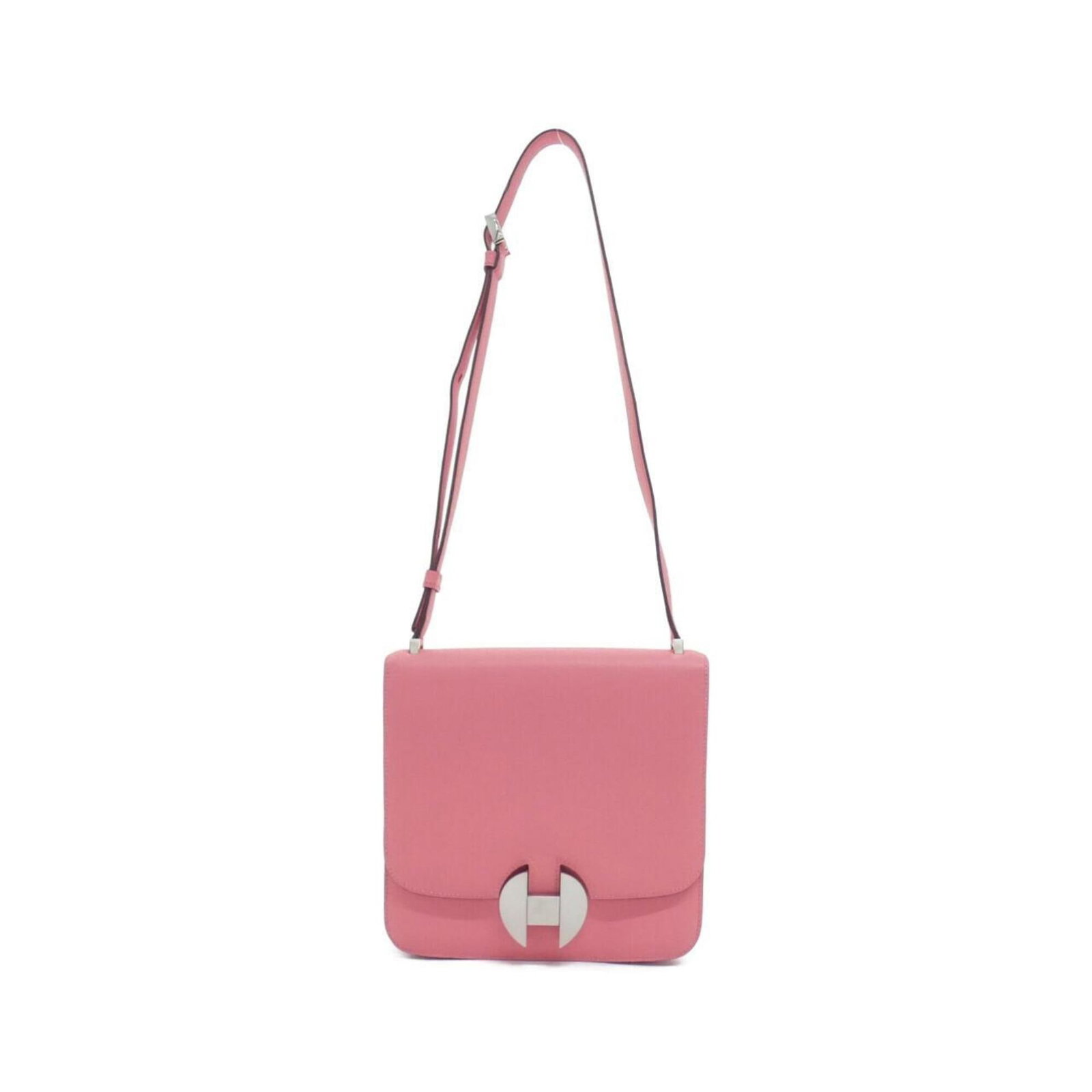 Shoulder Bag By Hermes: Shoulder Bag By Hermes Pink shoulder bag by Hermes, measuring 19cm x 20cm x 5cm, features a classic design with a signature. This stylish bag is a great addition to any woman's wardrobe. Item