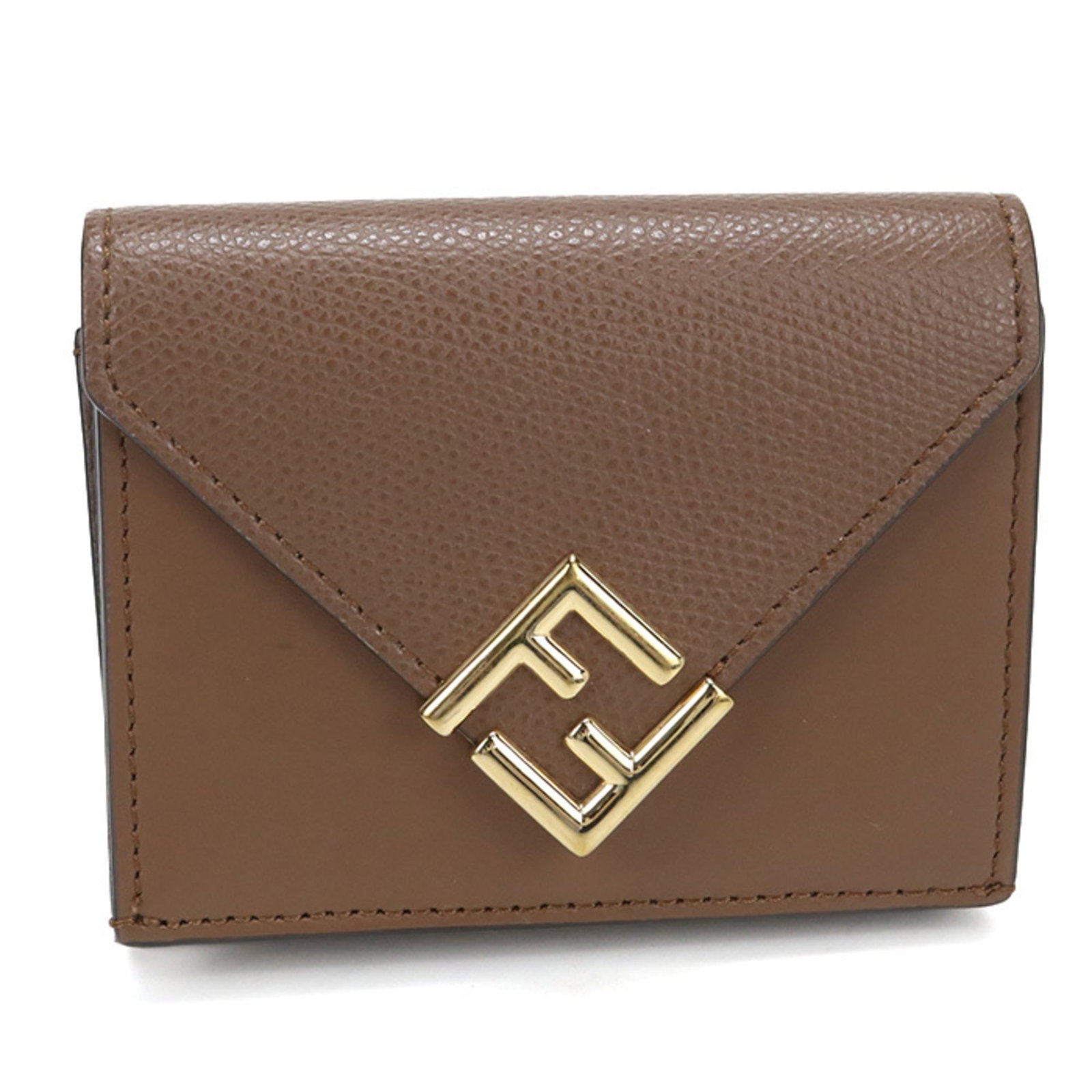 Fendi Wallet (Tri-Fold) Leather: Fendi Wallet (Tri-Fold) Leather Fendi's tri-fold leather wallet is crafted from high-quality brown leather, measuring 8cm x 10cm x 2.5cm. This stylish wallet features a classic design, perfect for