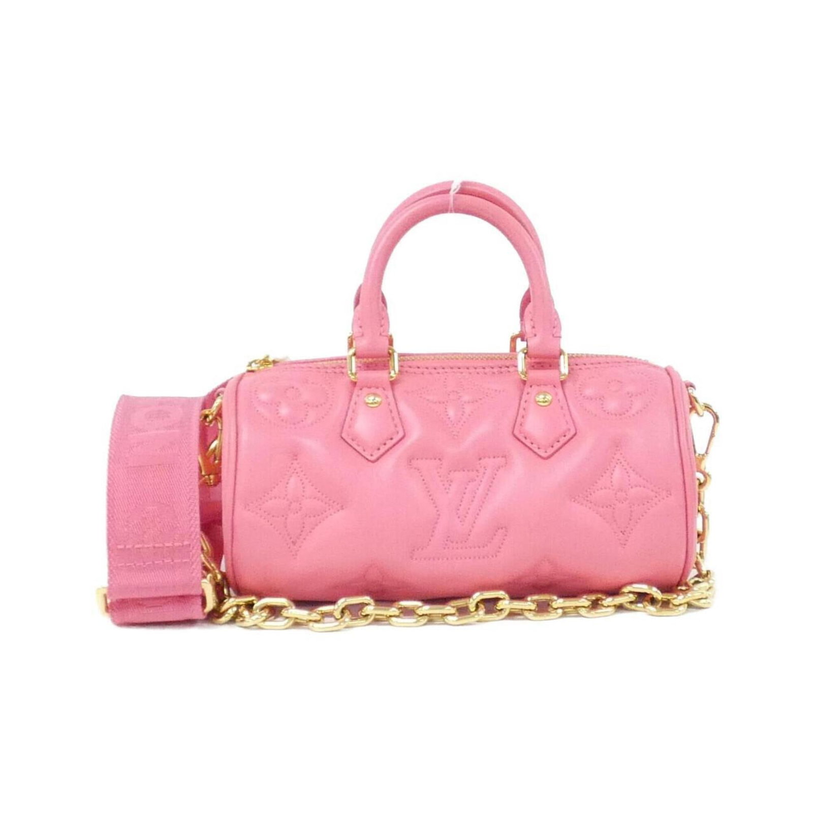 Shoulder Bag Leather Louis Vuitton: Shoulder Bag Leather Louis Vuitton Pink leather shoulder bag with gold hardware, featuring a classic Louis Vuitton design. Made from high-quality calfskin, this bag measures 10cm x 20cm x 10cm. A styl