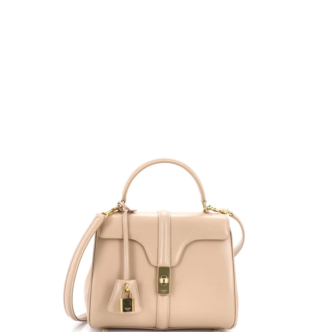 Calfskin Handle Top Bag Small Celine 16: Calfskin Handle Top Bag Small Celine 16 Smooth Calfskin Small Exterior Material: Leather Exterior Color: Neutral Interior Material: Leather Interior Color: Neutral Hardware Color: Gold Condition: