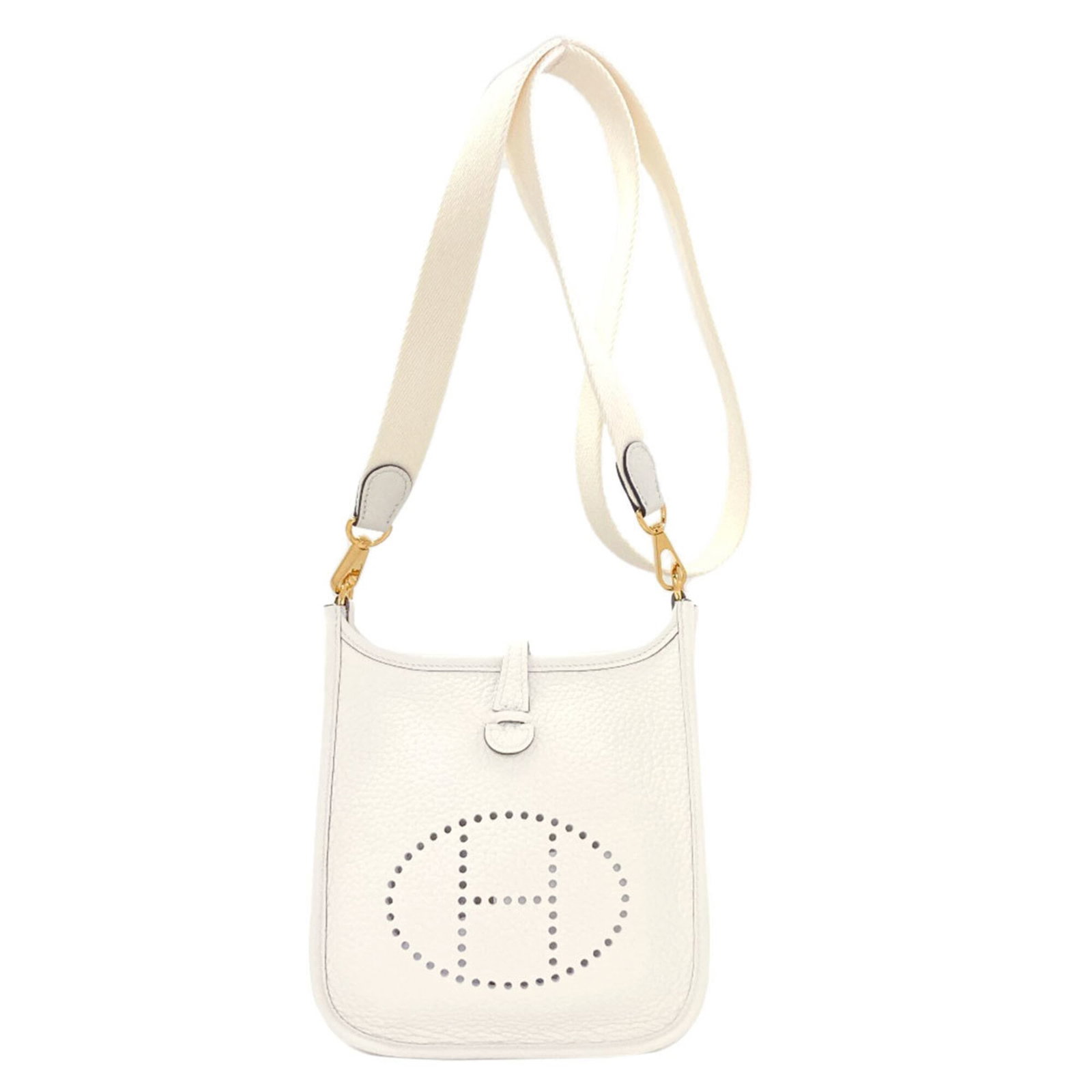 Shoulder Bag Hermes Leather: Shoulder Bag Hermes Leather White Hermes Leather Shoulder Bag - 18cm x 17.5cm x 5.5cm. This classic shoulder bag features high-quality white leather and a timeless design. Its compact size makes it a