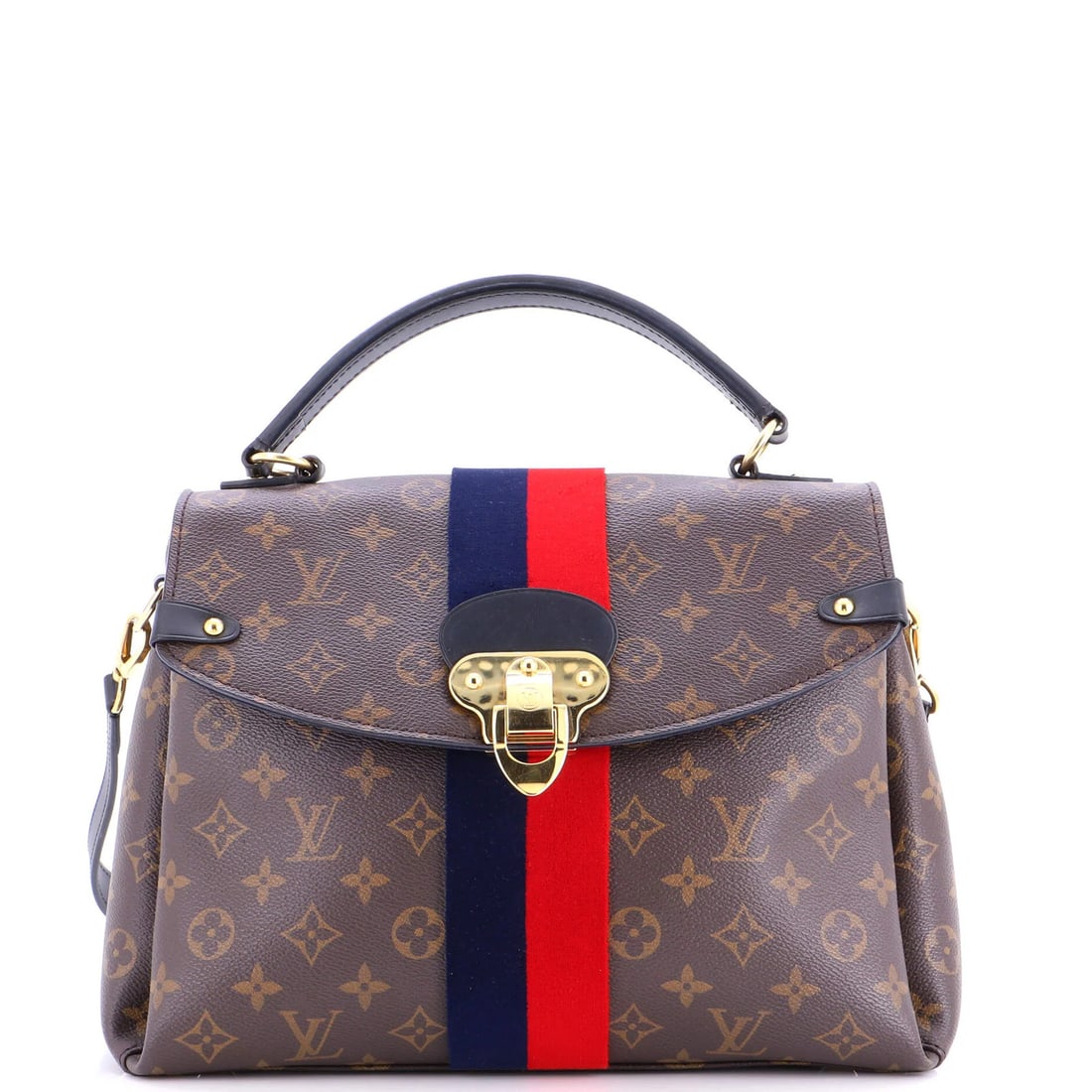 Georges Handbag Louis Vuitton Monogram Canvas MM: Georges Handbag Louis Vuitton Monogram Canvas MM Brown Louis Vuitton Monogram Canvas MM Handbag with Gold Hardware, featuring a classic top handle design and signature monogram pattern, measures 10"