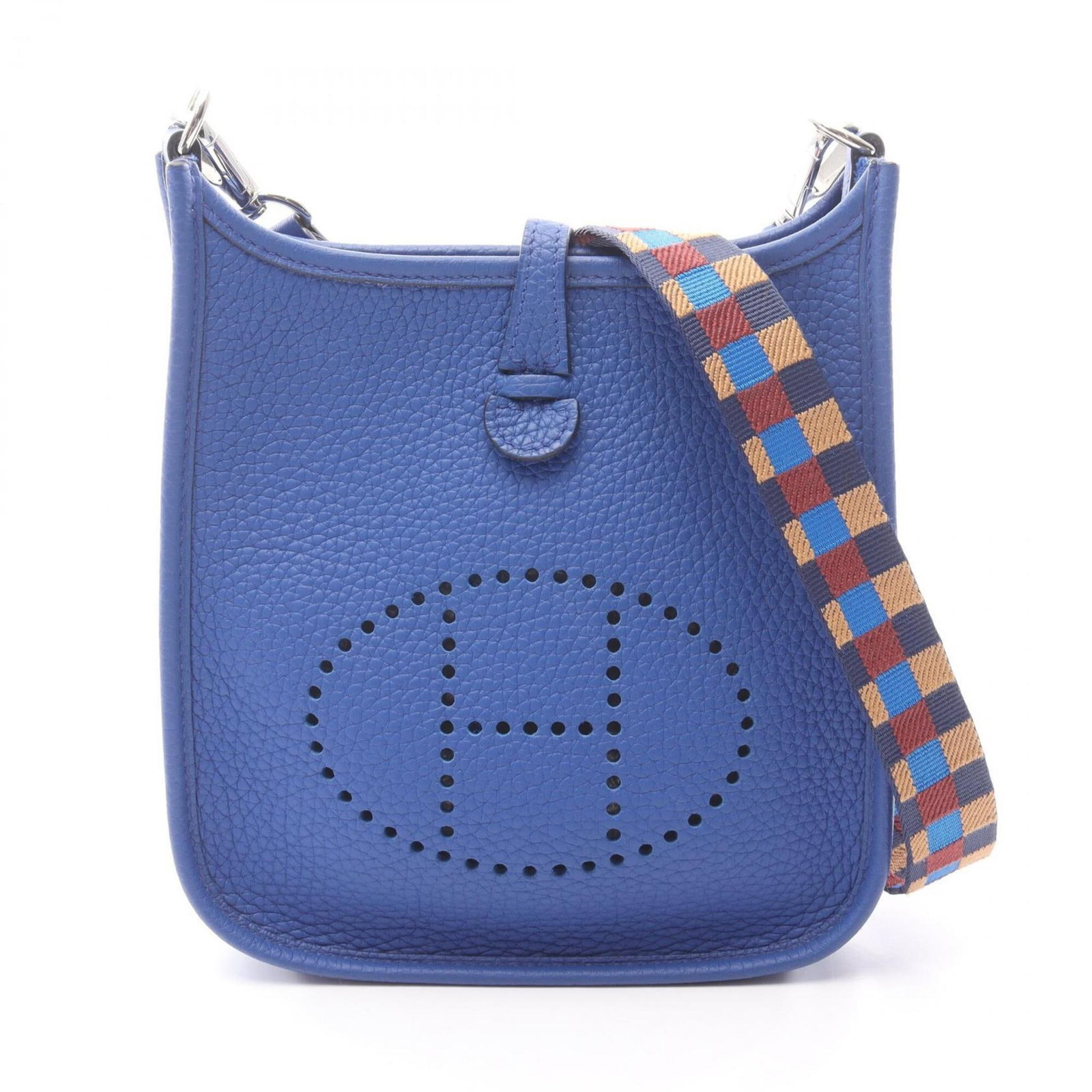 Clemence Taurillon Leather Shoulder Bag Hermes Handbag: Clemence Taurillon Leather Shoulder Bag Hermes Handbag Clemence Taurillon Leather Shoulder Bag by Hermes features a stunning blue, blue royal color and silver hardware, showcasing the iconic