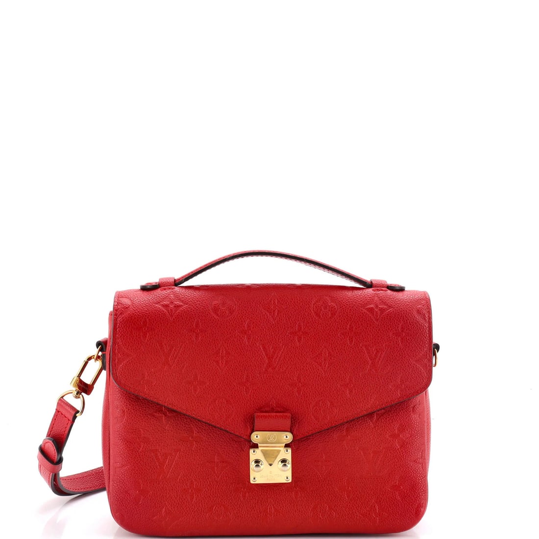 Empreinte Leather Pochette Monogram Vuitton Louis: Empreinte Leather Pochette Monogram Vuitton Louis Red Empreinte Leather Pochette Monogram Vuitton Louis, a stylish cross body bag with a bold red exterior and gold hardware, features a signature and