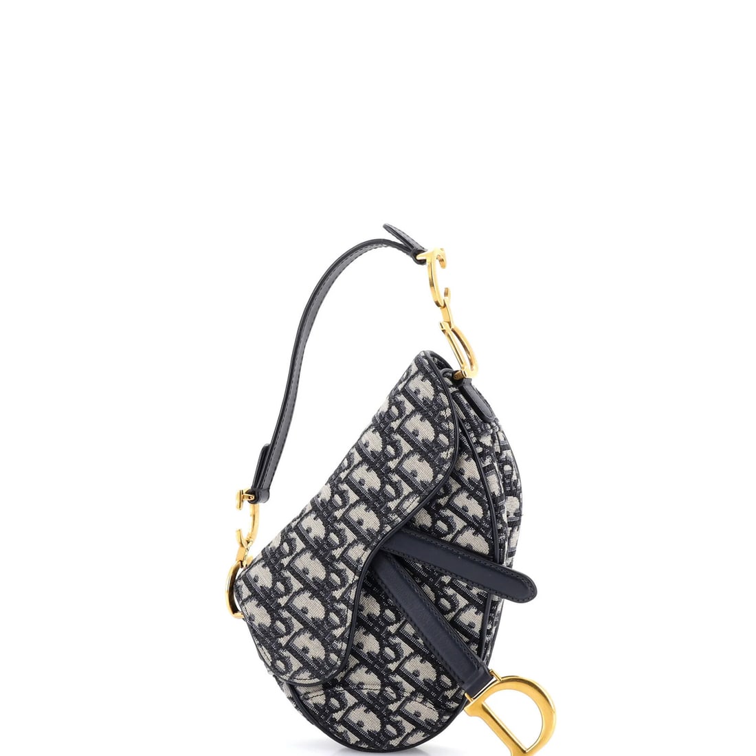 Canvas Oblique Christian Dior Saddle Mini: Canvas Oblique Christian Dior Saddle Mini Canvas Oblique Christian Dior Saddle Mini - A stylish and compact shoulder bag with a signature blue canvas exterior, featuring a classic oblique design and