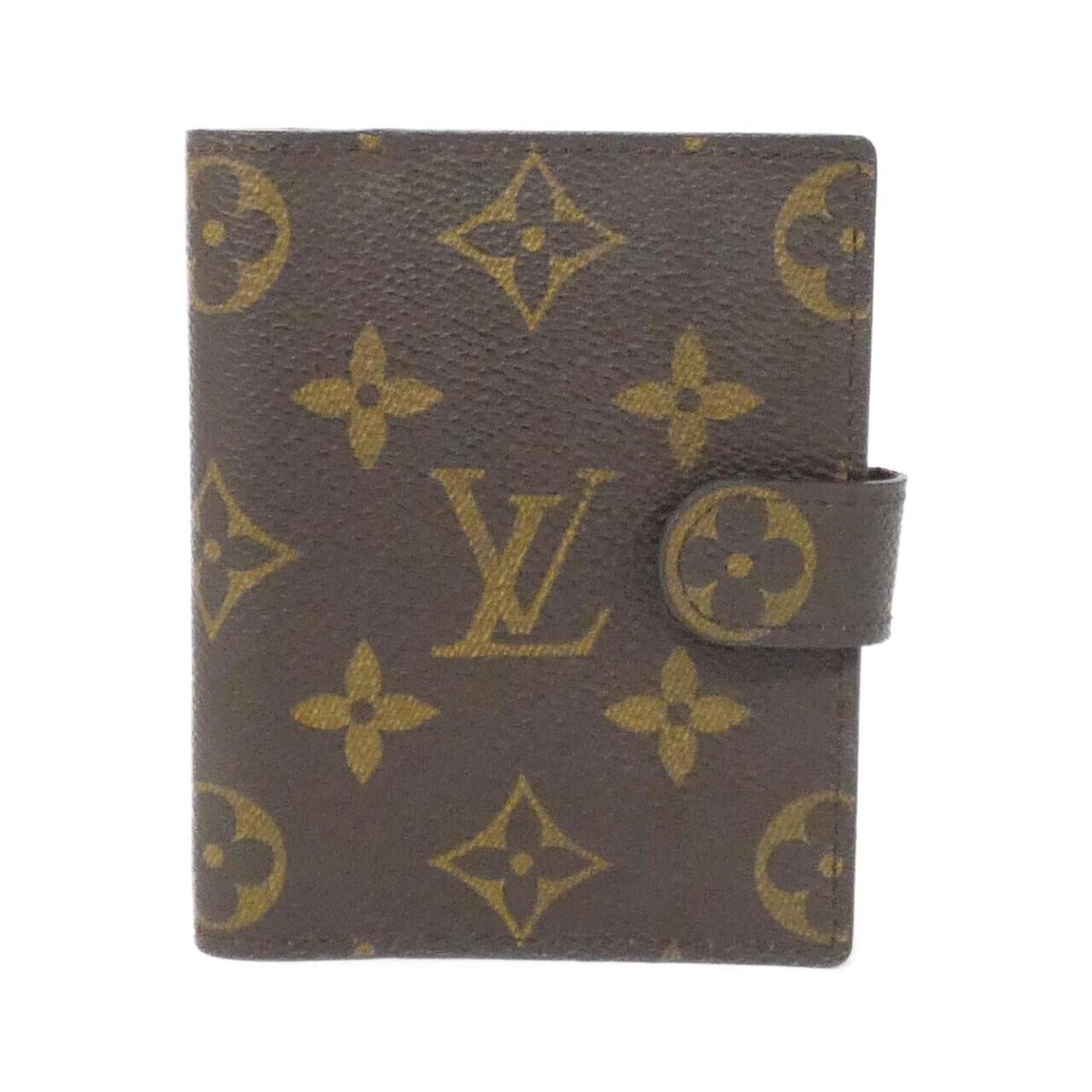Louis Vuitton Monogram Agenda Mini R20007 Organizer: Louis Vuitton Monogram Agenda Mini R20007 Organizer Marron coated canvas wraps around the Louis Vuitton Monogram Agenda Mini, a compact 12cm x 8cm organizer with a 1cm thickness. The iconic monogram