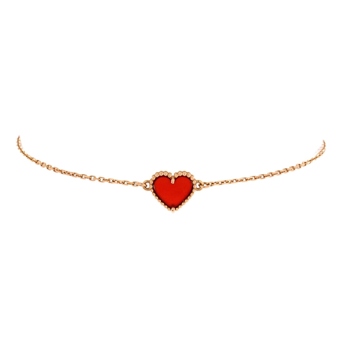Alhambra Heart Sweet 18K Rose Gold Van Cleef Carnelian Arpels: Alhambra Heart Sweet 18K Rose Gold Van Cleef Carnelian Arpels 18K Rose Gold Alhambra Heart Sweet features a stunning 18K rose gold setting adorned with a vibrant Carnelian stone, showcasing the