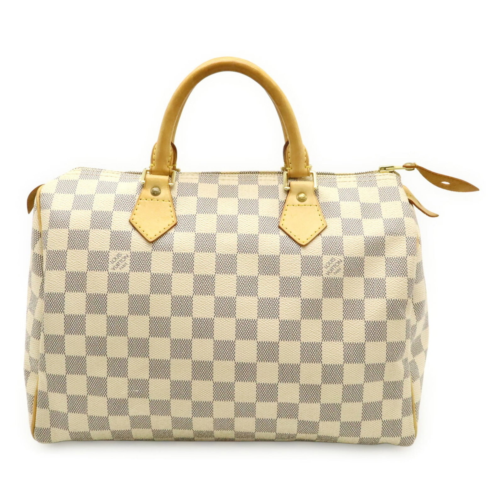 Vuitton Louis Handbag Damier: Vuitton Louis Handbag Damier Damier Azur, a classic Louis Vuitton design, is showcased in this elegant handbag featuring the iconic Damier pattern in ivory. Measuring 21.5cm x 31cm x 18cm, the bag's