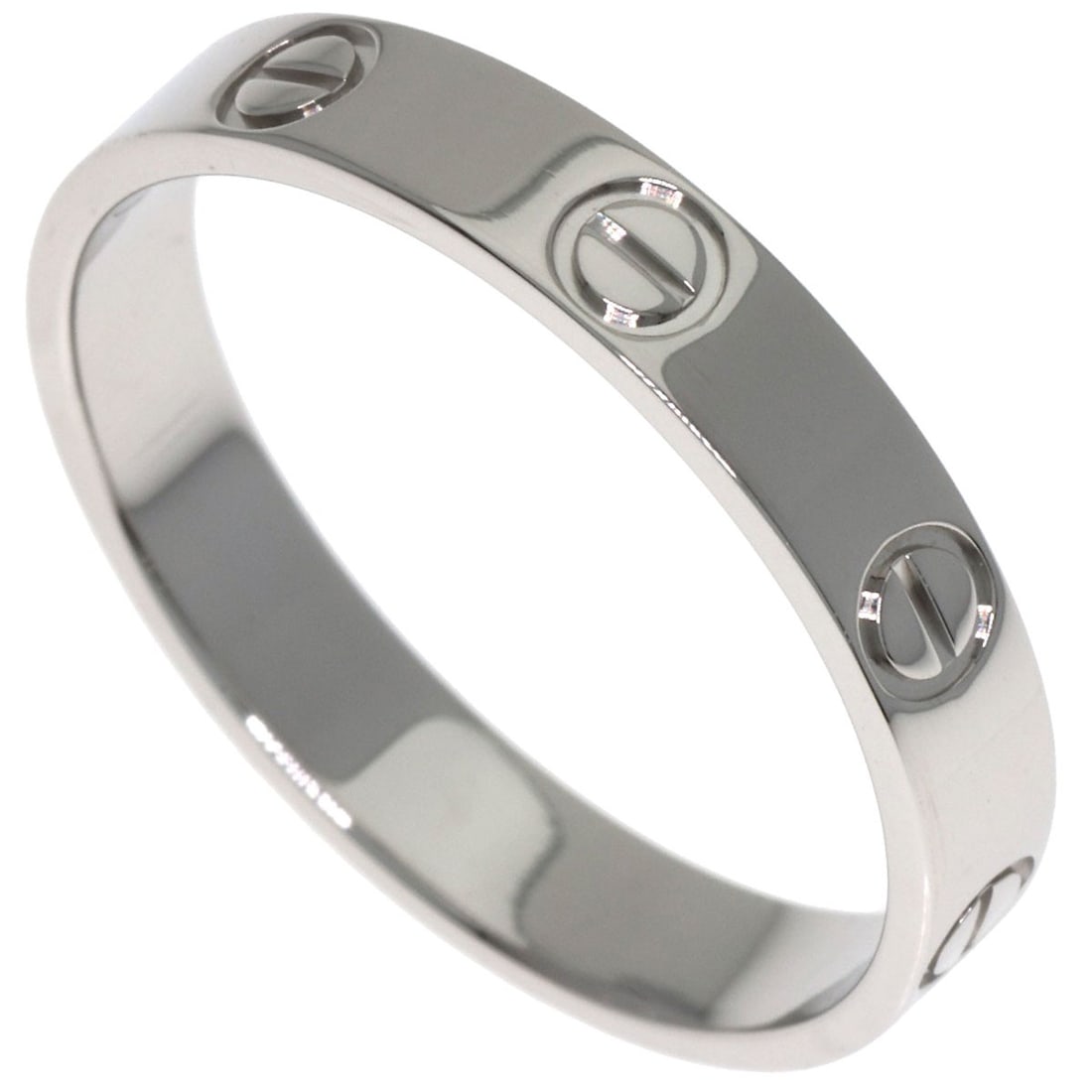 Mini Platinum Pt950 Love Ring Cartier: Mini Platinum Pt950 Love Ring Cartier Platinum Pt950 Love Ring Cartier, a sleek and modern ring in silver-toned platinum, boasts a striking design with no main stone. The ring's 8.25 US size ensures