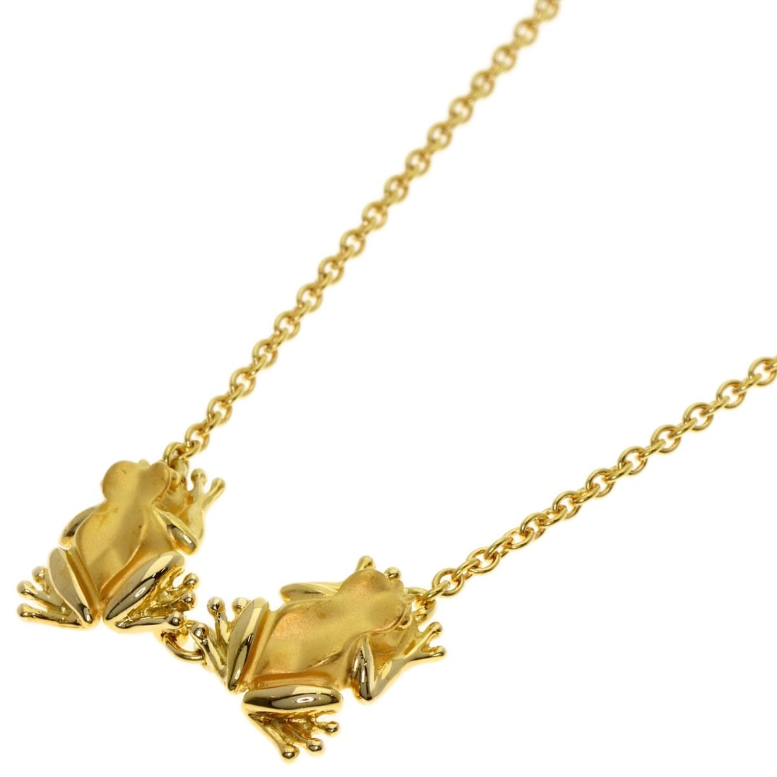 K18 Yellow Gold Carrera Necklace Frog: K18 Yellow Gold Carrera Necklace Frog K18 Yellow Gold Carrera Necklace Frog is a 17.7-inch necklace made from K18 yellow gold, a high-purity gold alloy. The piece features a distinctive design with