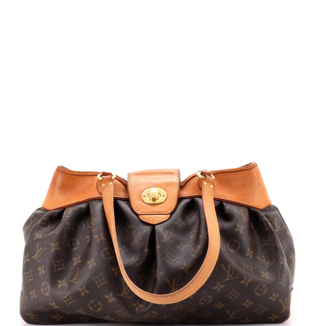 Vuitton Louis Boetie Handbag Canvas Monogram MM: Vuitton Louis Boetie Handbag Canvas Monogram MM Canvas Monogram MM Boetie Handbag from Louis Vuitton, featuring a classic shoulder bag design with a signature brown canvas exterior and neutral