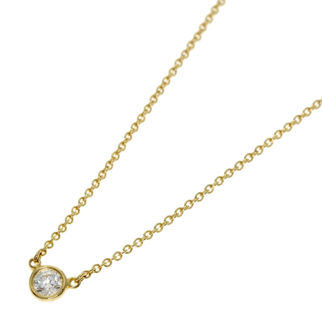 Tiffany&Co. By The Yard Diamond Necklace K18 Yellow Gold: Tiffany&Co. By The Yard Diamond Necklace K18 Yellow Gold K18 Yellow Gold Diamond Necklace by Tiffany&Co. boasts a 15.7-inch length and features a main stone of diamond, set in a high-quality K18 yello