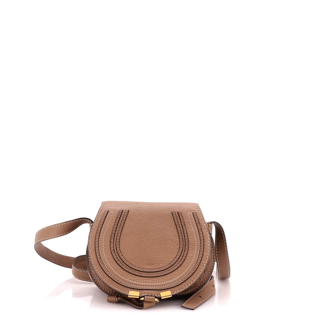 Crossbody Bag Leather Small Chloe Marcie: Crossbody Bag Leather Small Chloe Marcie Small Chloe Marcie Leather Crossbody Bag in Brown. This crossbody bag features genuine leather exterior with a brown color, a green interior, and aged gold