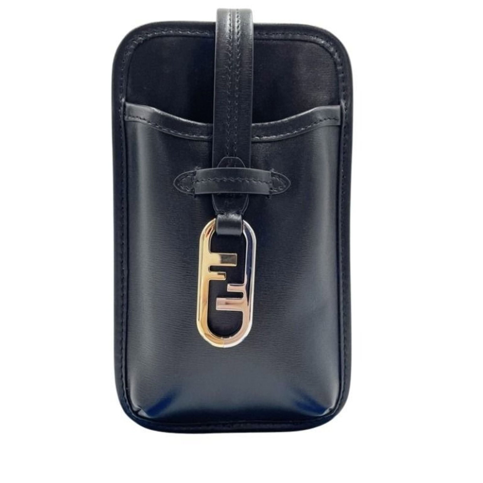 Pouch Leather Fendi Shoulder Bag: Pouch Leather Fendi Shoulder Bag This sleek black Fendi leather shoulder bag features a compact 19cm x 11cm x 2cm design, making it a stylish and portable accessory. Crafted from high-quality leather,