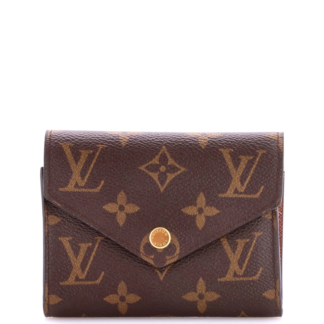 Louis Vuitton Victorine Wallet Monogram Canvas: Louis Vuitton Victorine Wallet Monogram Canvas Brown Louis Vuitton Victorine Wallet Monogram Canvas with gold hardware, featuring a canvas coated exterior and leather interior with pink accents. The