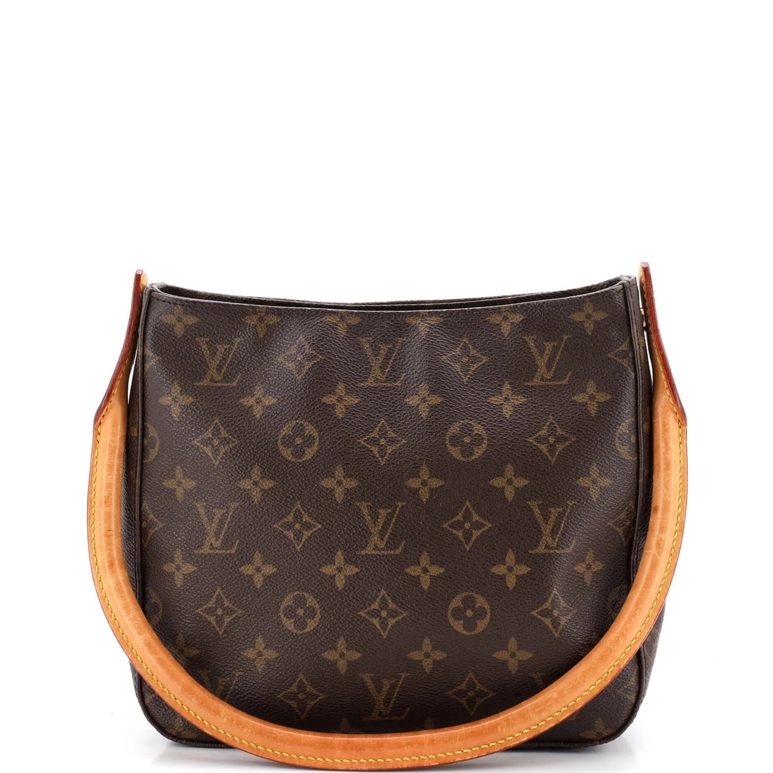 Canvas Monogram Louis Vuitton Handbag MM: Canvas Monogram Louis Vuitton Handbag MM Canvas Monogram Louis Vuitton Handbag MM in Brown, featuring a classic top handle design with a timeless monogram canvas exterior and neutral microfiber