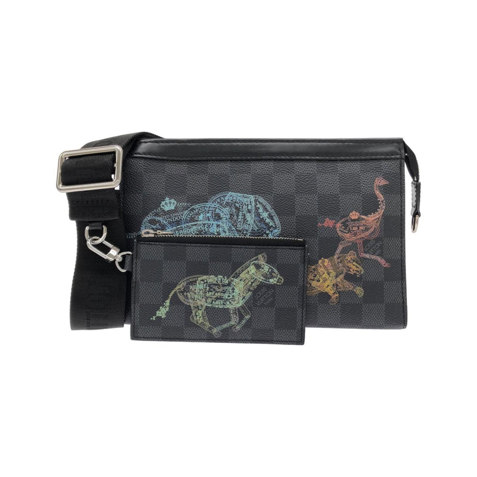 Canvas Coated Louis Vuitton Bag Shoulder: Canvas Coated Louis Vuitton Bag Shoulder Canvas Coated Louis Vuitton Bag Shoulder - A stylish and compact shoulder bag made from coated canvas, featuring a sleek graphite color and silver hardware. Th
