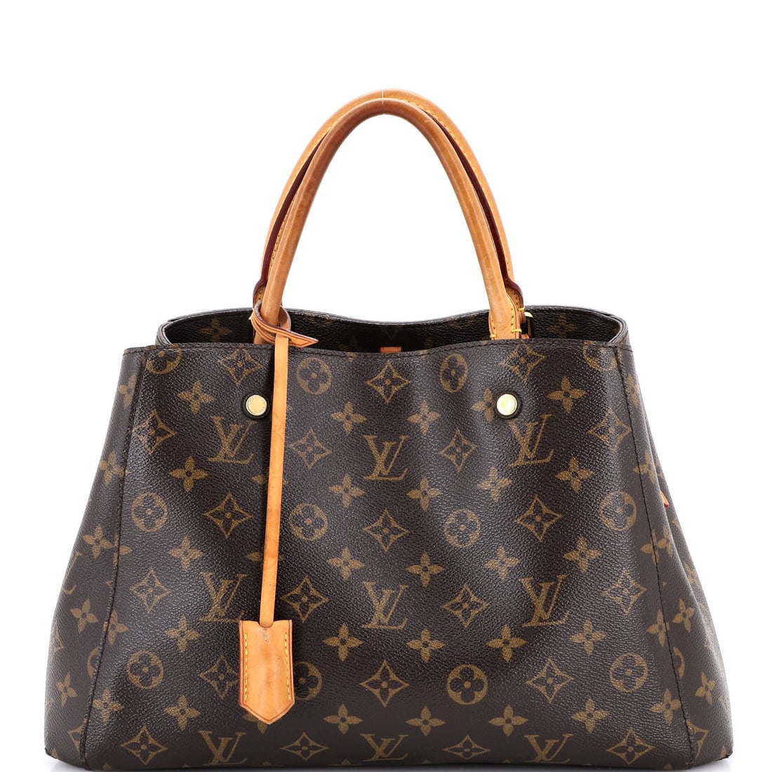 Vuitton Louis Handbag Monogram Canvas MM Montaigne: Vuitton Louis Handbag Monogram Canvas MM Montaigne The Vuitton Louis Handbag Monogram Canvas MM Montaigne boasts a classic design with a timeless brown canvas exterior, adorned with the iconic Montaig