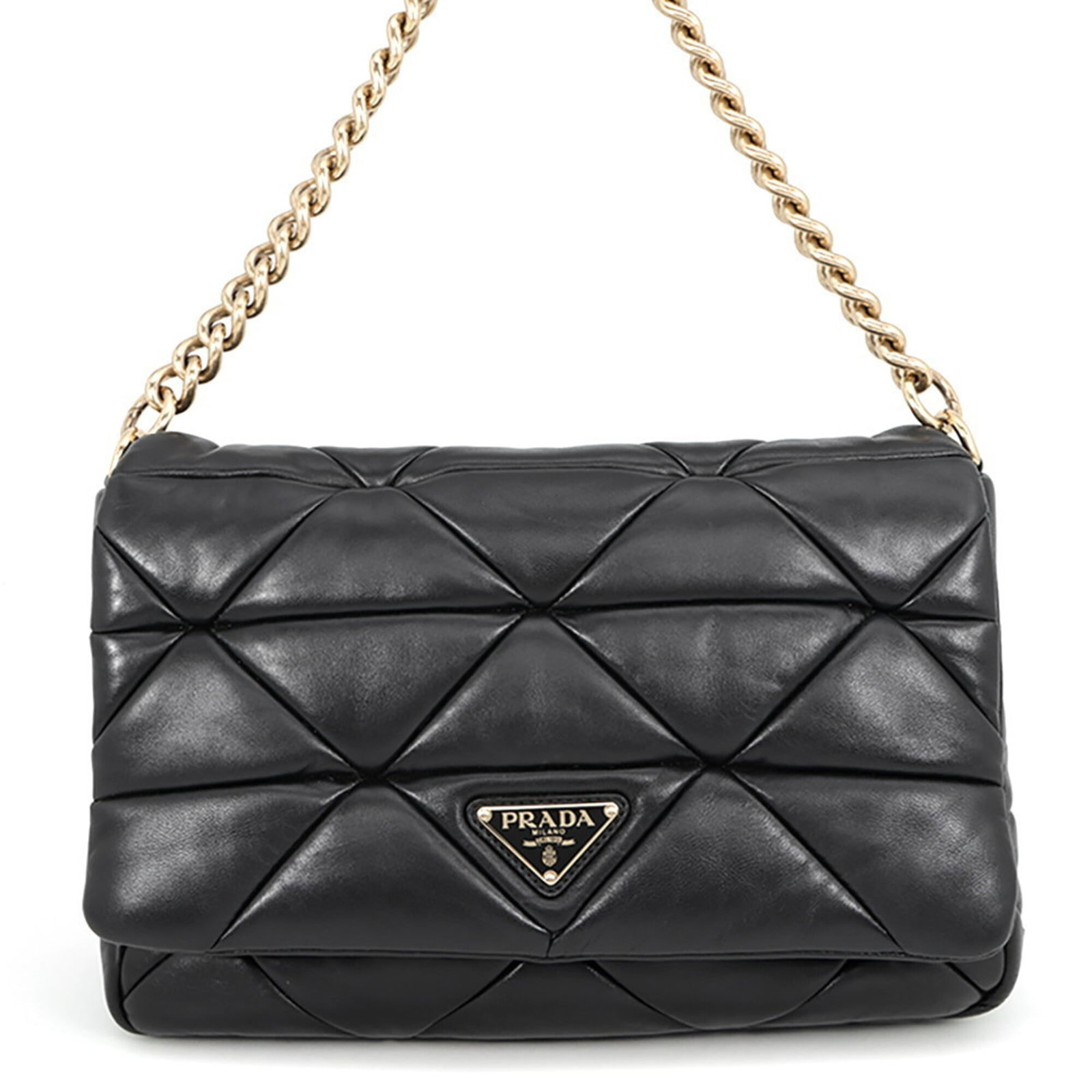 Shoulder Bag Leather Prada: Shoulder Bag Leather Prada Black leather shoulder bag from Prada, measuring 20cm x 28cm x 7cm, with a classic design and sleek silhouette. Made from high-quality leather, this bag features a timeless
