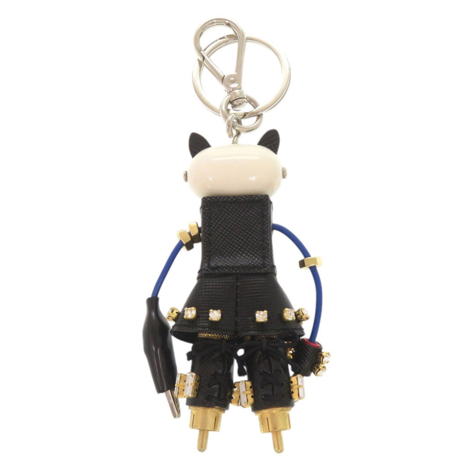Prada metal leather keyring - 2