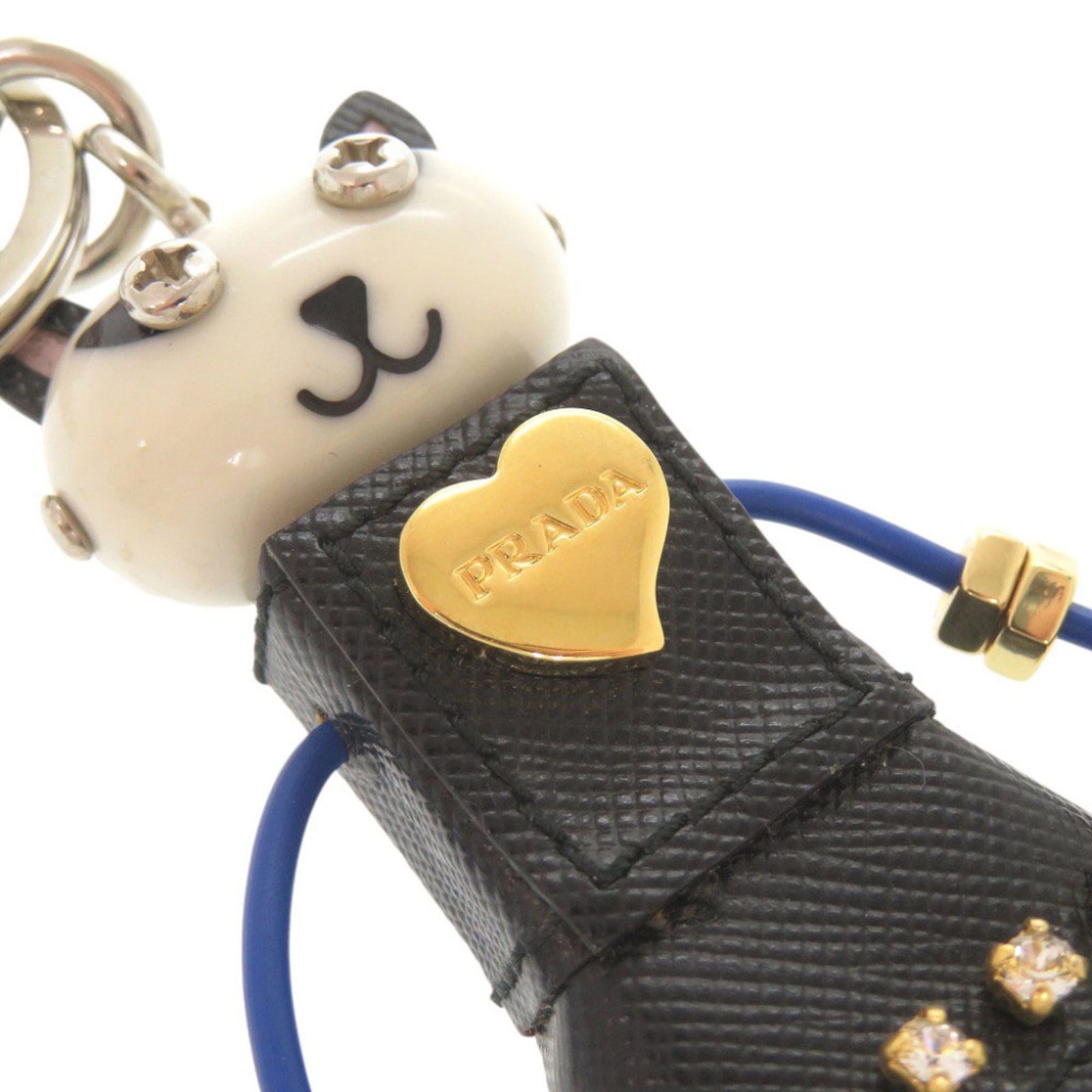 Prada metal leather keyring - 3