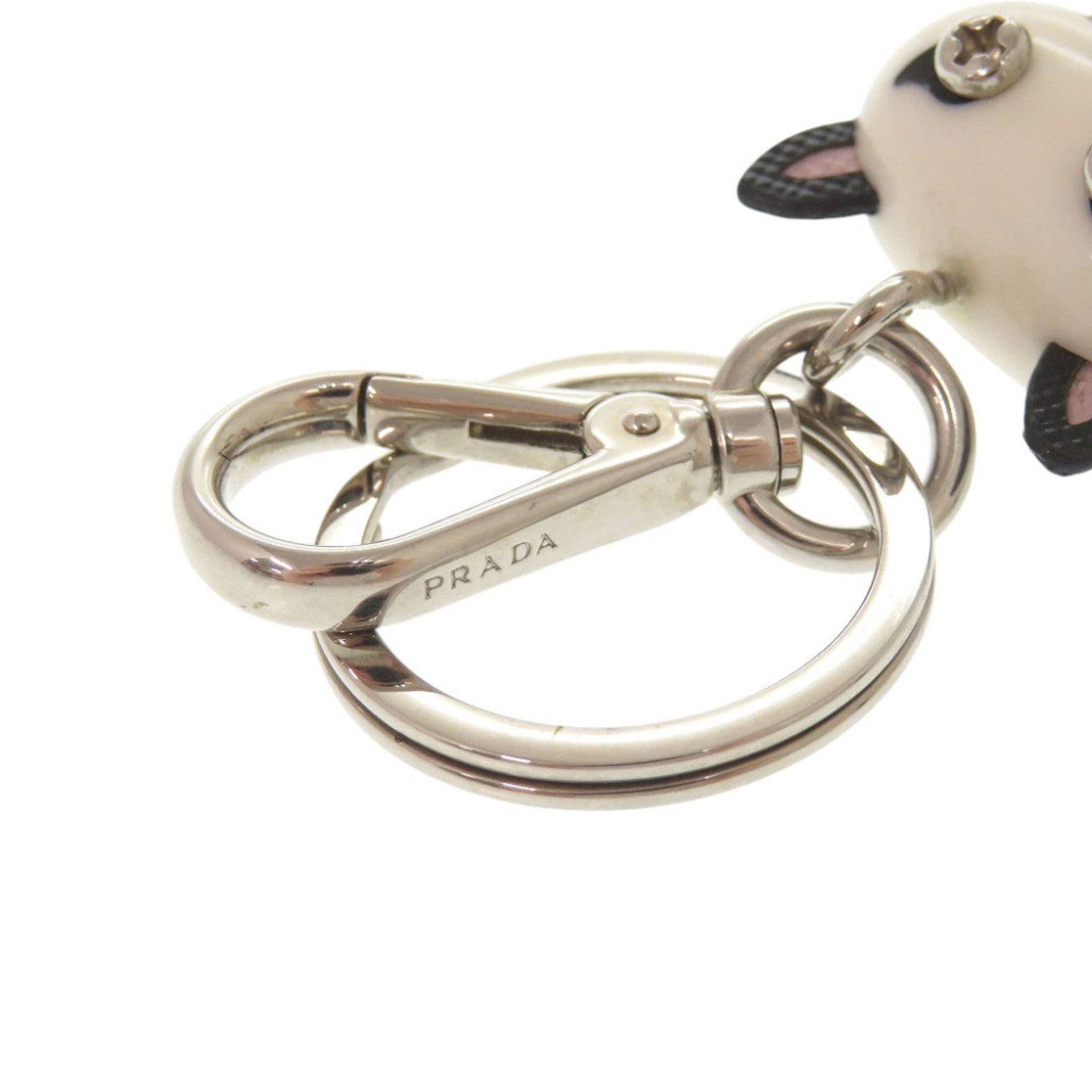 Prada metal leather keyring - 6