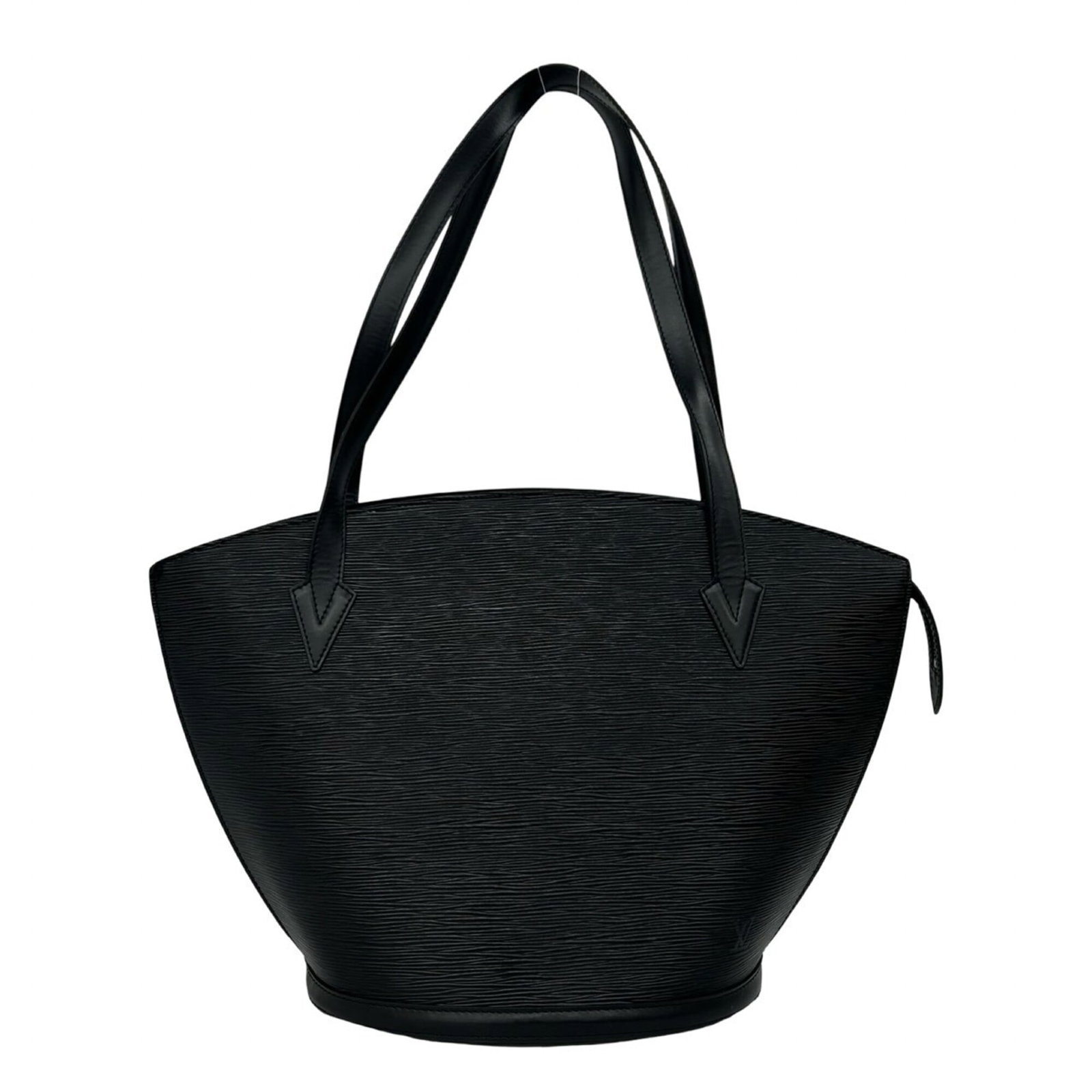 Vuitton Leather Bag Tote Shoulder Louis: Vuitton Leather Bag Tote Shoulder Louis Black leather shoulder bag with a classic tote design, measuring 30cm x 26cm x 17cm. The bag's sleek silhouette and timeless style make it a versatile