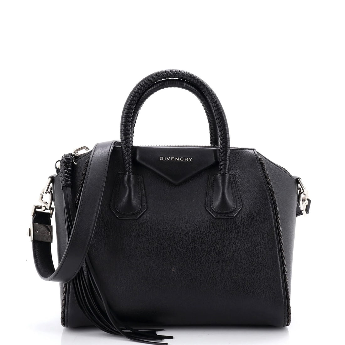Bag Leather with Woven Detail Small Antigona Givenchy: Bag Leather with Woven Detail Small Antigona Givenchy Small Antigona Bag with Leather Exterior and Woven Detail in Black. This Givenchy satchel features a classic design with a woven detail,