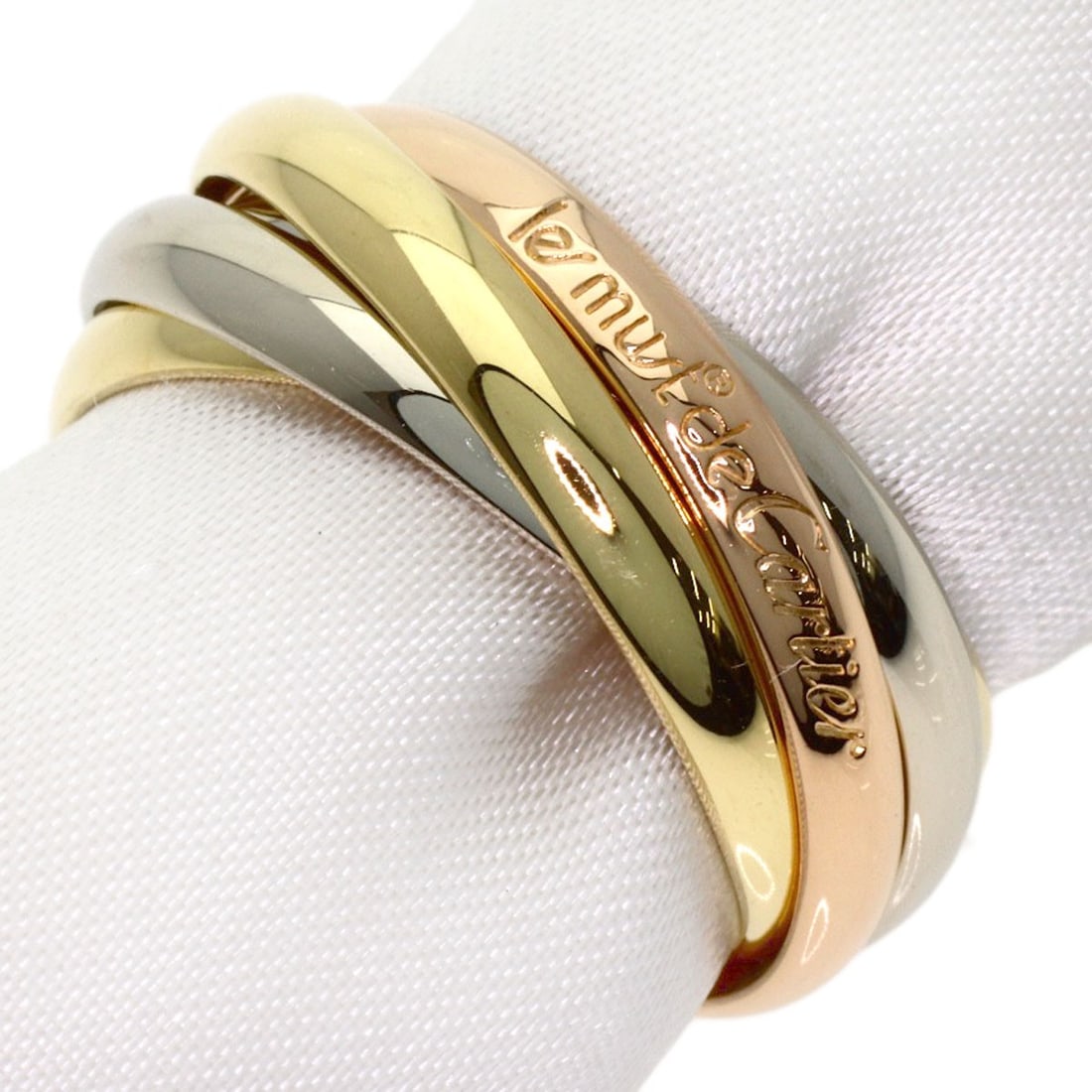 5-in-Row Trinity Cartier Ring #52 K18 Yellow Gold Pink 18K: 5-in-Row Trinity Cartier Ring #52 K18 Yellow Gold Pink 18K K18 Yellow Gold Pink 18K Trinity Cartier Ring #52 is a stunning piece featuring 5-in-row trinity design. This 18K gold ring boasts a unique