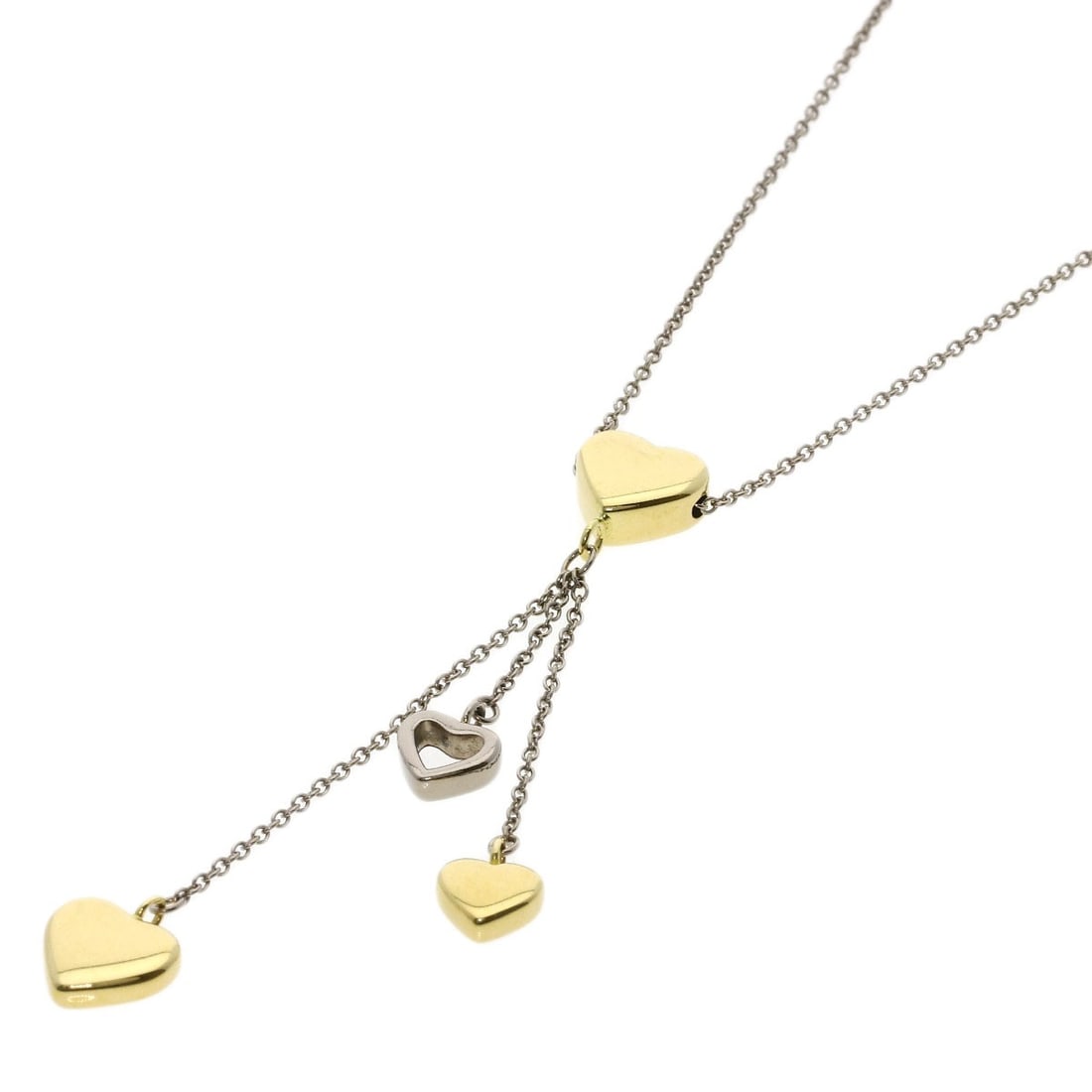Tiffany Co Multi Heart Drop Necklace K18 Yellow Gold K18 White Gold: Tiffany Co Multi Heart Drop Necklace K18 Yellow Gold K18 White Gold Tiffany & Co's Multi Heart Drop Necklace is a stunning piece of jewelry featuring K18 Yellow Gold and K18 White Gold. This striking