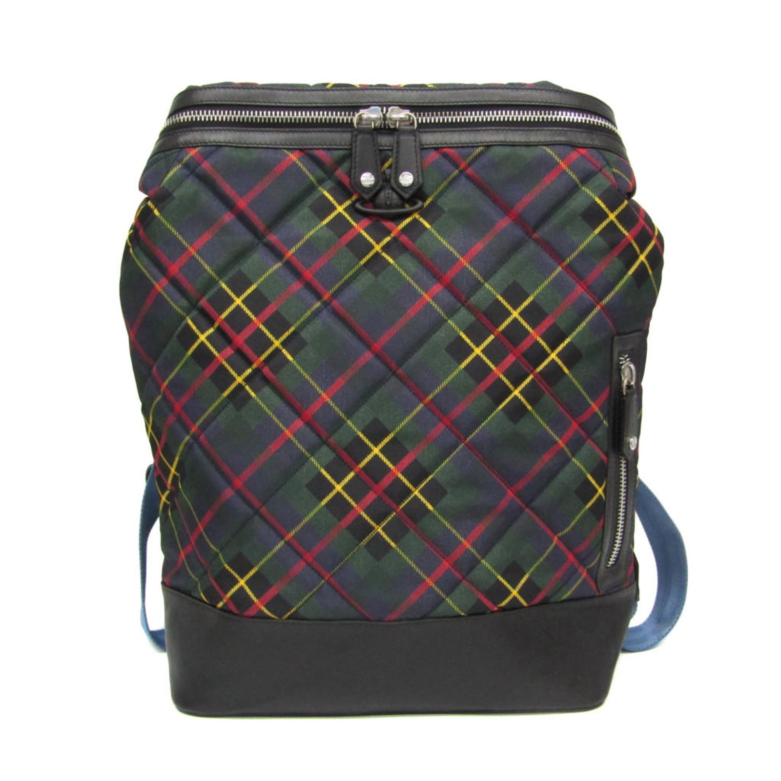 Nylon Leather Vivienne Westwood Backpack: Nylon Leather Vivienne Westwood Backpack Nylon Leather Vivienne Westwood Backpack features a top zipper closure, multiple pockets, and a signature checked pattern in black and green. The backpack's