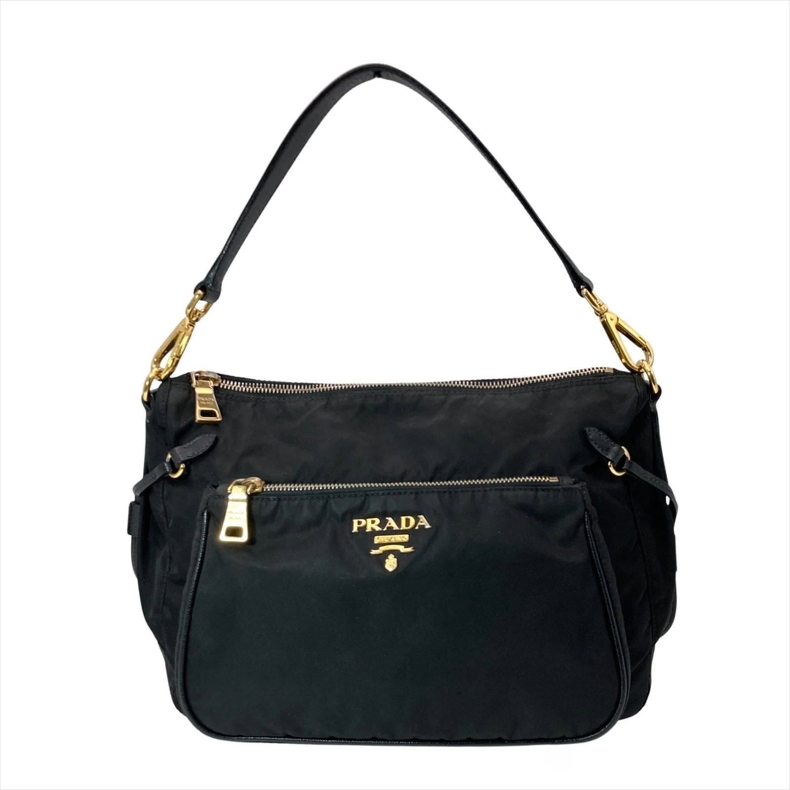 Shoulder Bag Nylon: Shoulder Bag Nylon Black Prada MPN BR4080 Nylon Shoulder Bag. Made from durable nylon, this shoulder bag measures 22.5cm x 29.5cm x 10cm and features a sleek black color. Its classic design makes it