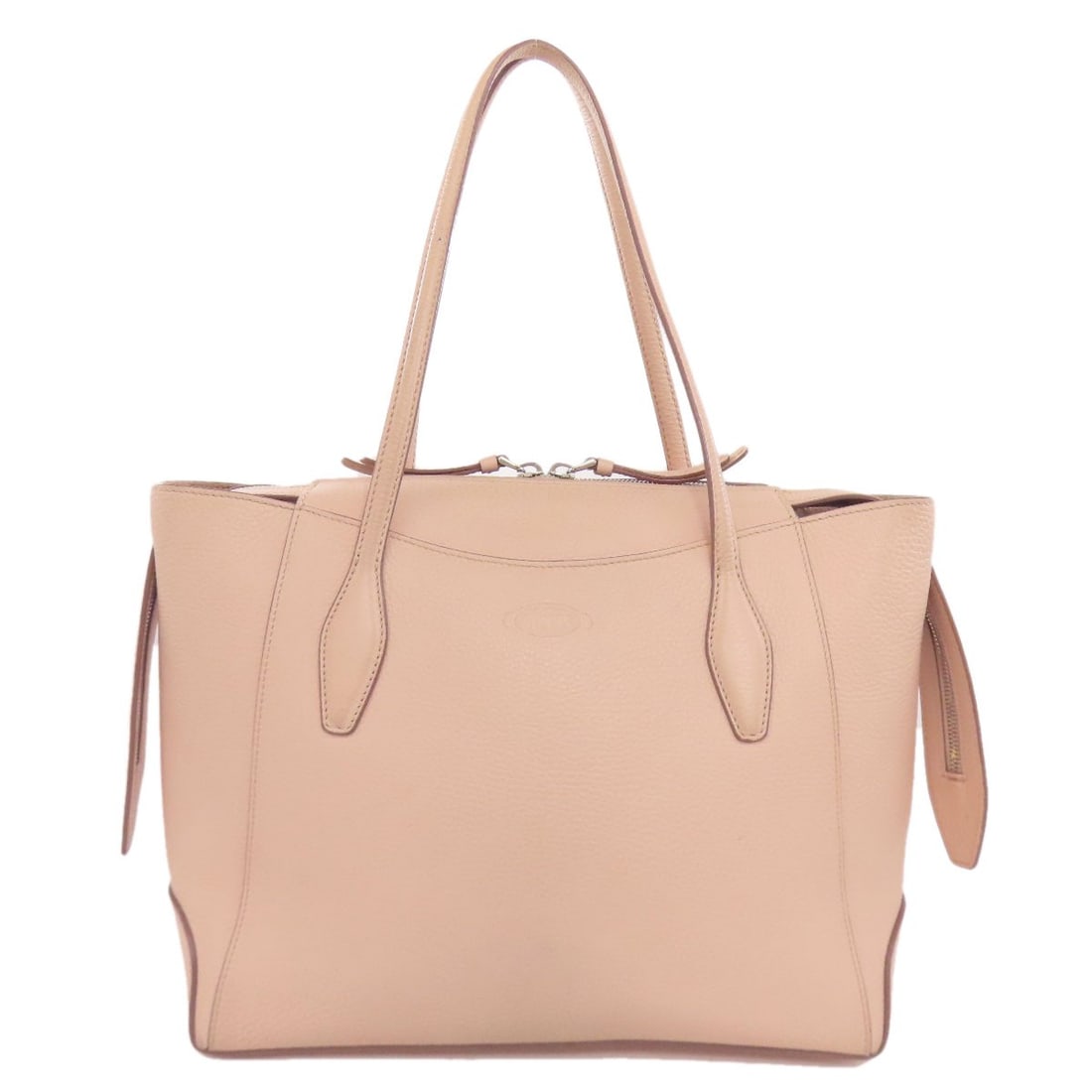 Leather Tote Bag Tods Logo: Leather Tote Bag Tods Logo Pink leather tote bag with Tods logo. Made from high-quality leather, this stylish tote features a bold pink exterior. The Tods logo adds a touch of sophistication to this