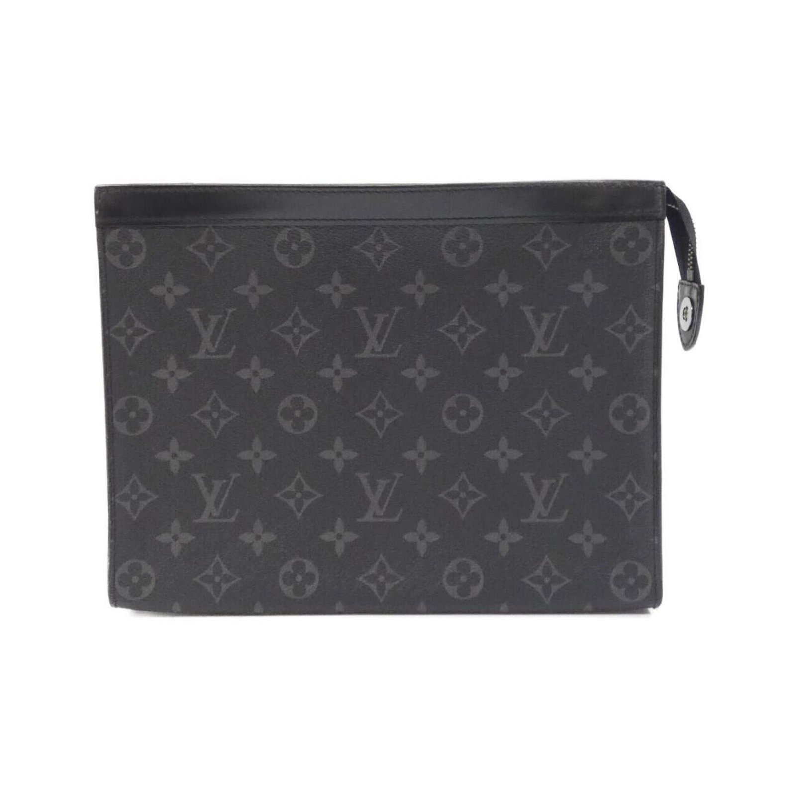 Clutch Bag Louis Vuitton Handbag Pochette Monogram Eclipse: Clutch Bag Louis Vuitton Handbag Pochette Monogram Eclipse The Louis Vuitton Monogram Eclipse Pochette is a sleek and sophisticated clutch bag, measuring 21cm x 27cm x 6cm. Its distinctive Monogram