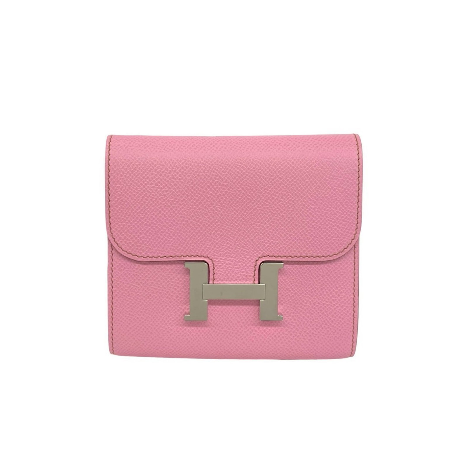Bi fold Epsom Leather Hermes Wallet: Bi fold Epsom Leather Hermes Wallet Epsom leather gives this bi-fold wallet a luxurious feel, while its pink color adds a touch of femininity. With a compact size of 12cm x 13cm x 2.5cm, it's perfect
