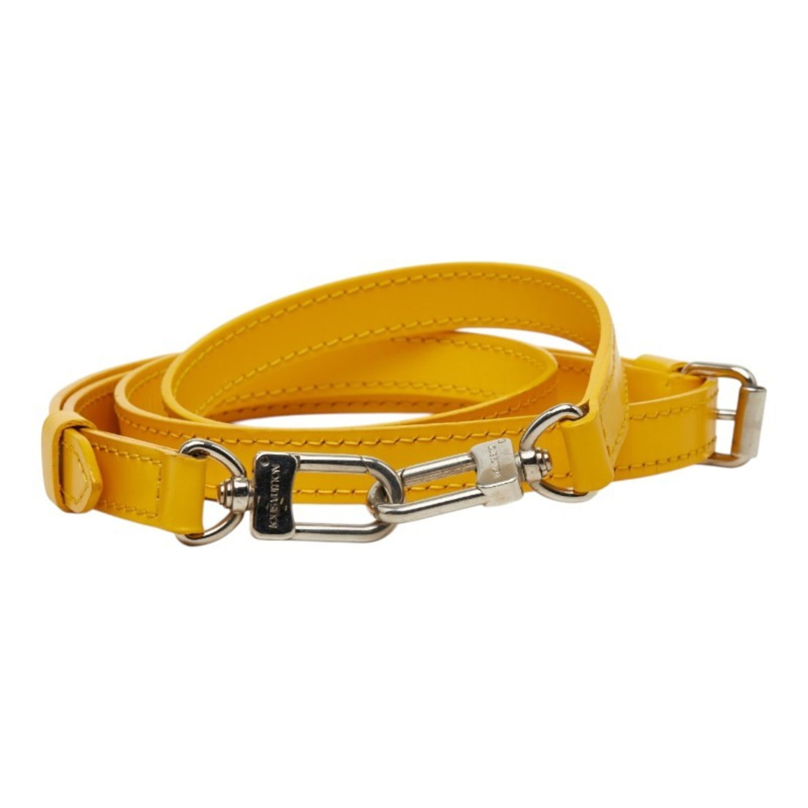 Leather Strap Louis Vuitton: Leather Strap Louis Vuitton Yellow Leather Strap from Louis Vuitton, measuring 121cm in length, is a distinctive accessory. The strap's material is made of high-quality leather, and it bears a signatu